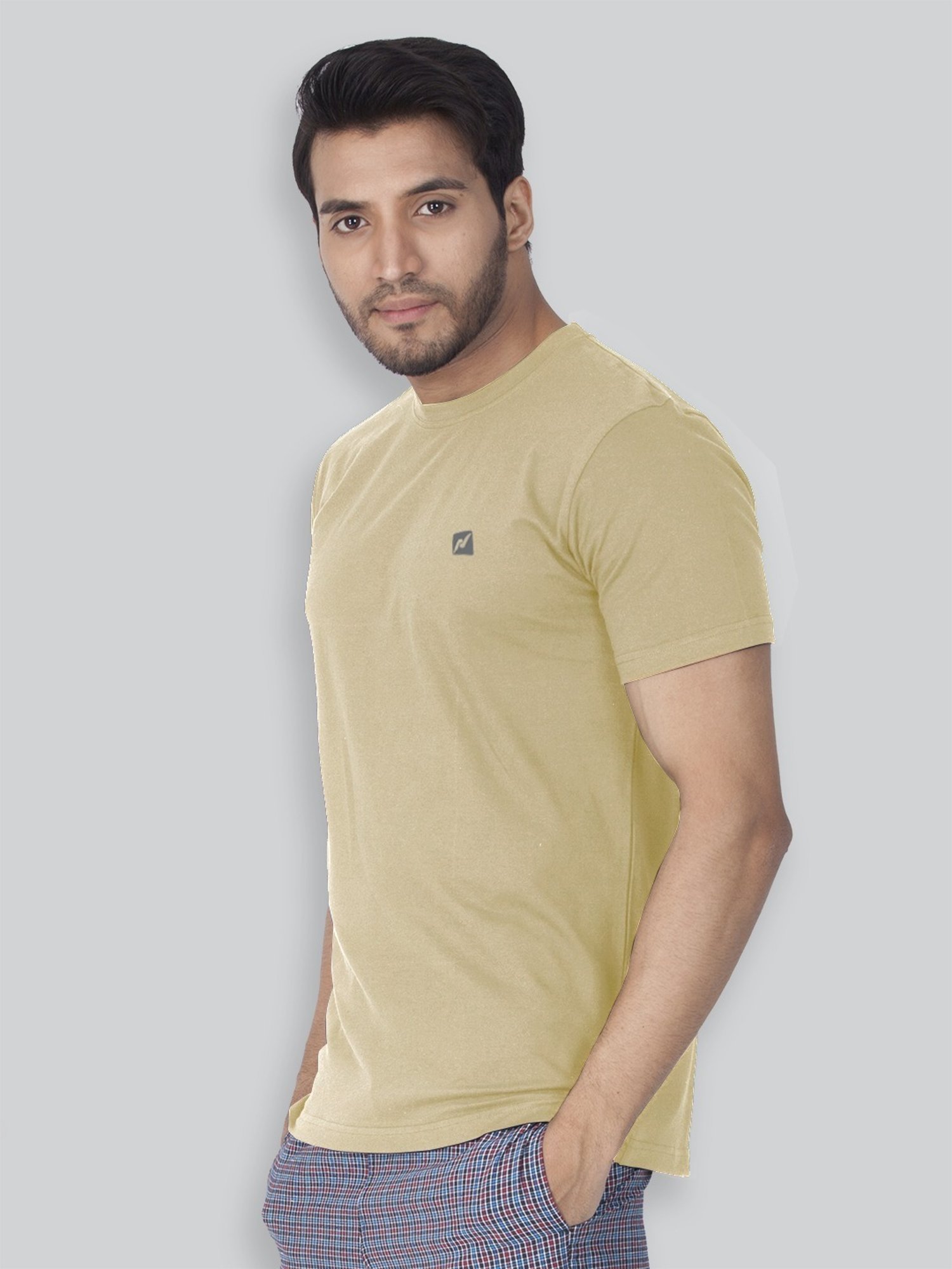 Lux Nitro Beige & Olive Green Regular Fit T-Shirt Pack of - 2
