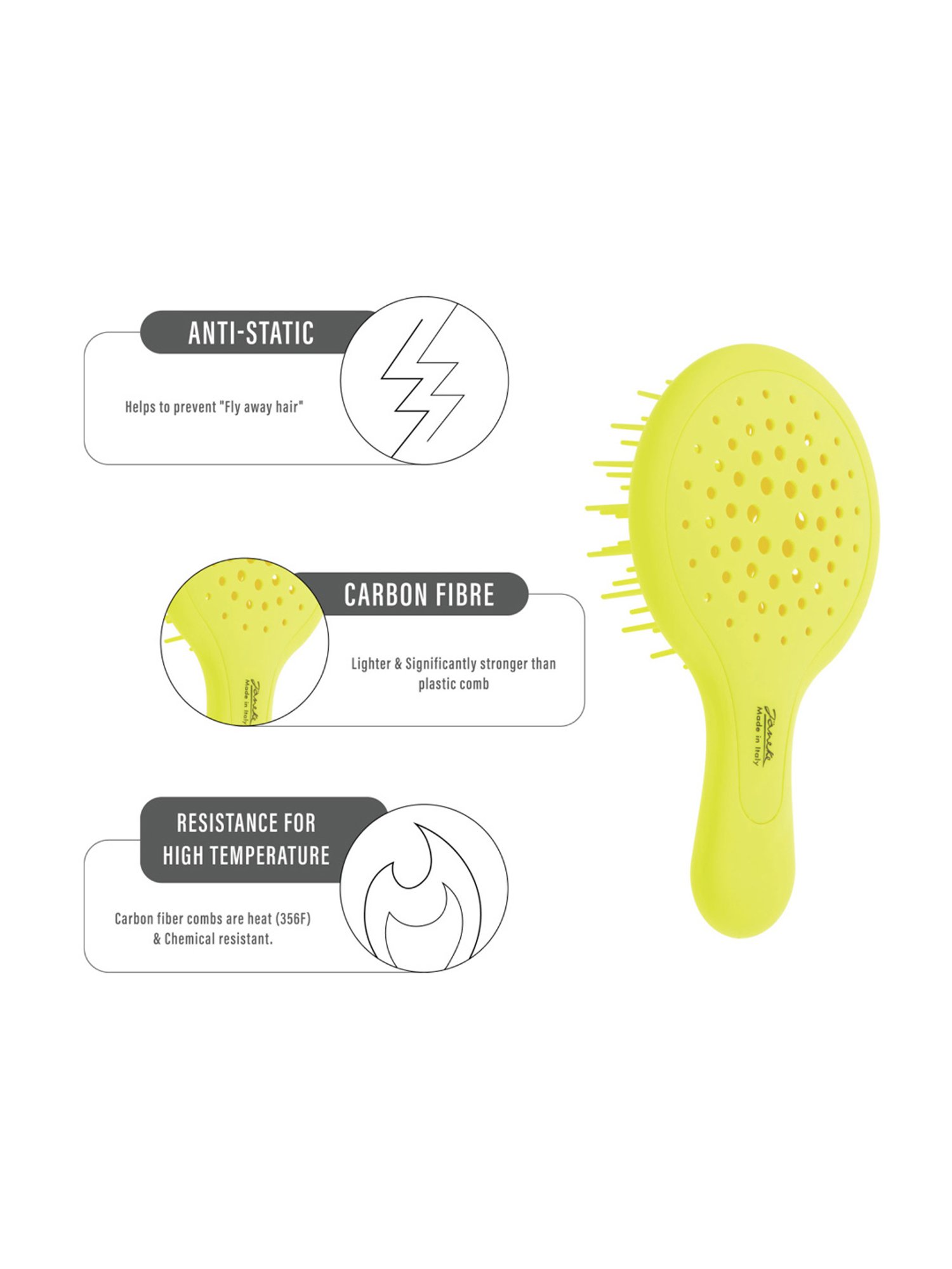 Janeke 1830 Professional Fluorescent Yellow Mini Super Brush