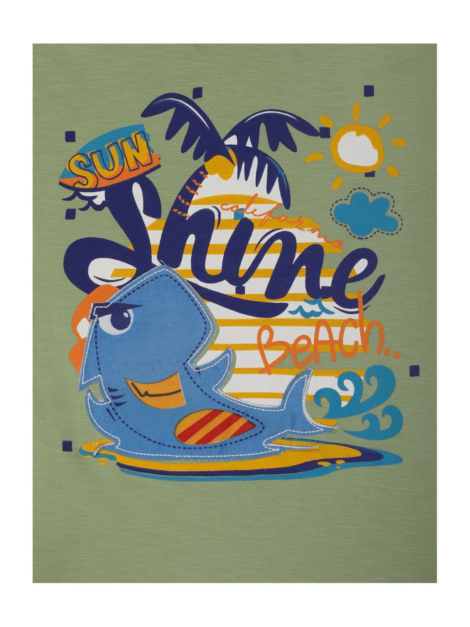 Li'l Tomatoes Kids Sea Green Cotton Printed T-Shirt & Mask