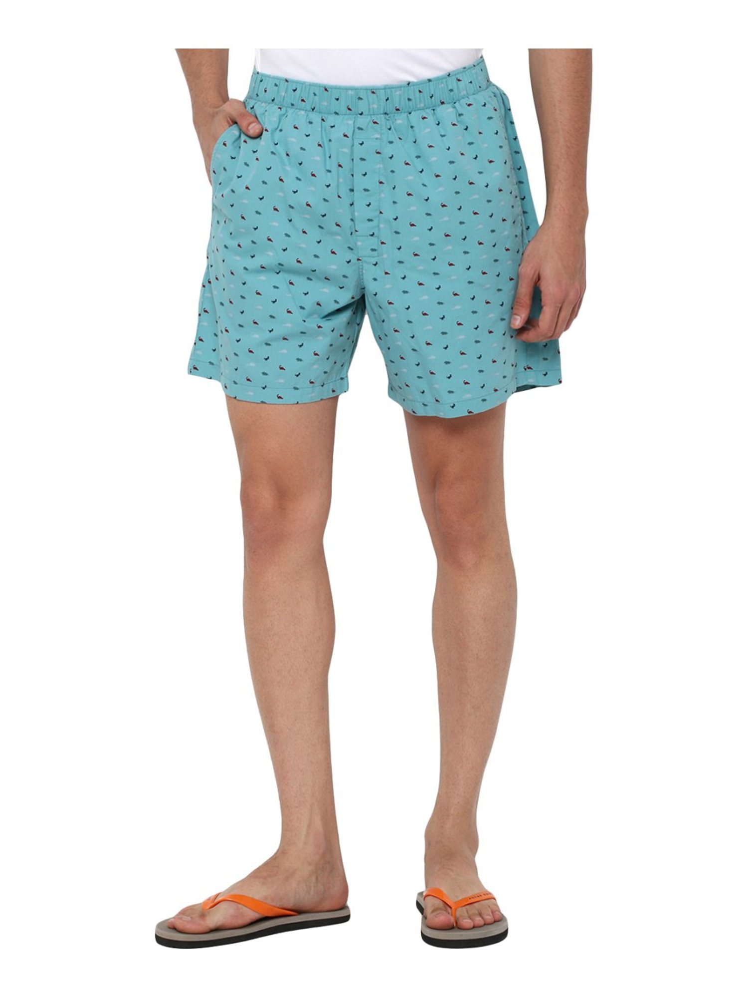 Forever 21 Blue Cotton Regular Fit Printed Shorts