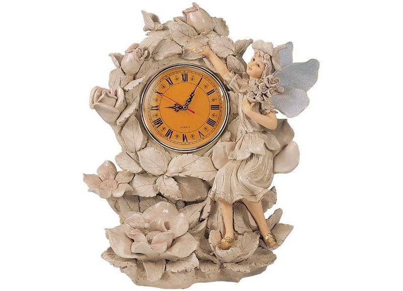 OK Lighting 20"H Ivory Sculpture With Clock