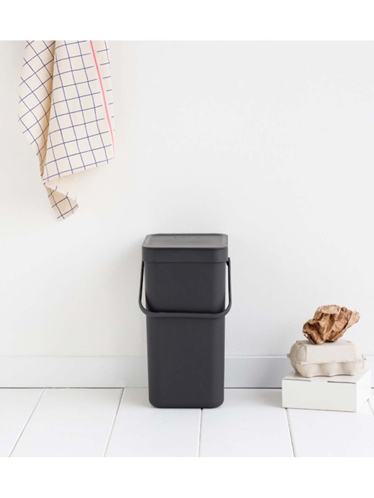 BRABANTIA Sort & Go Dark Grey Plastic Waste Bin (12 L) - Set of 1