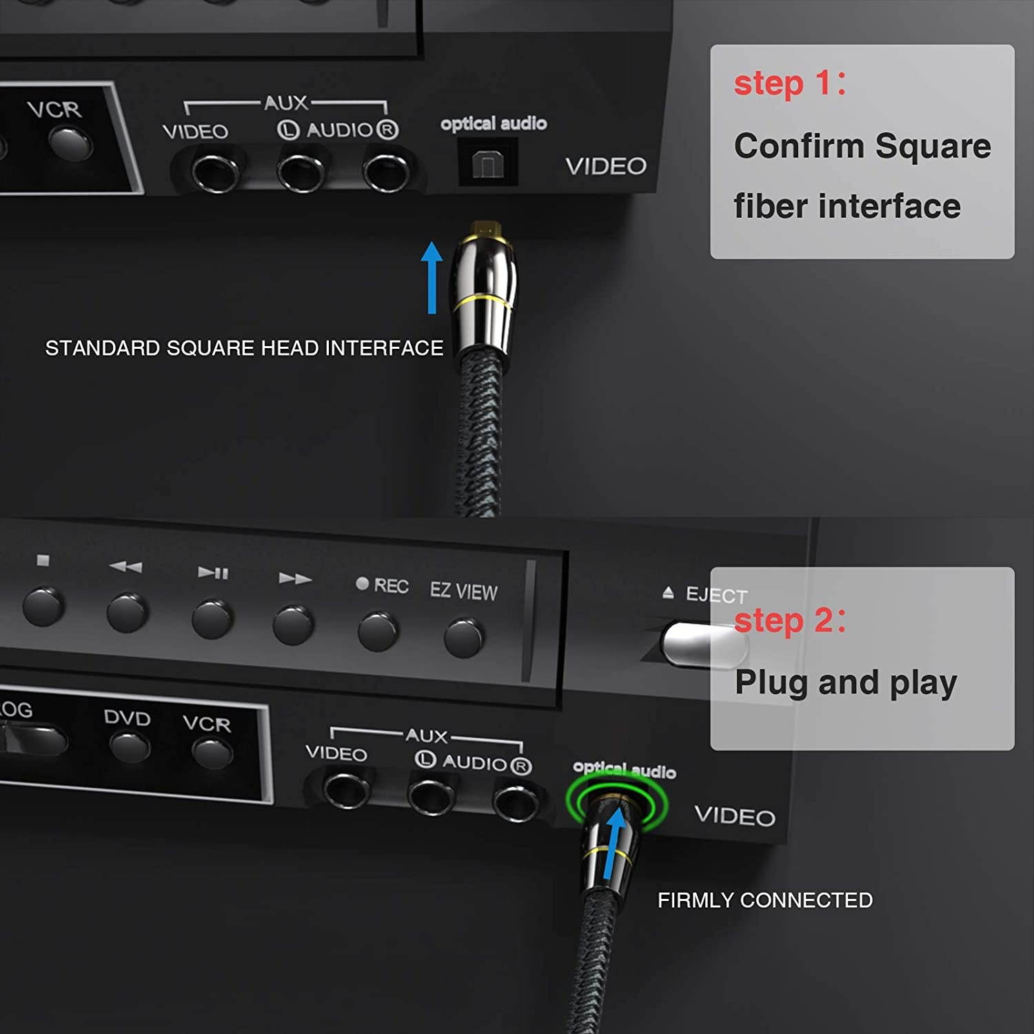 Optical Audio Cable BARDESTU Digital Audio Optical Toslink Fiber Cable Optic Male to Male Cord for Sound Bar Home Theater TV PS4 Xbox Playstation (10ft)