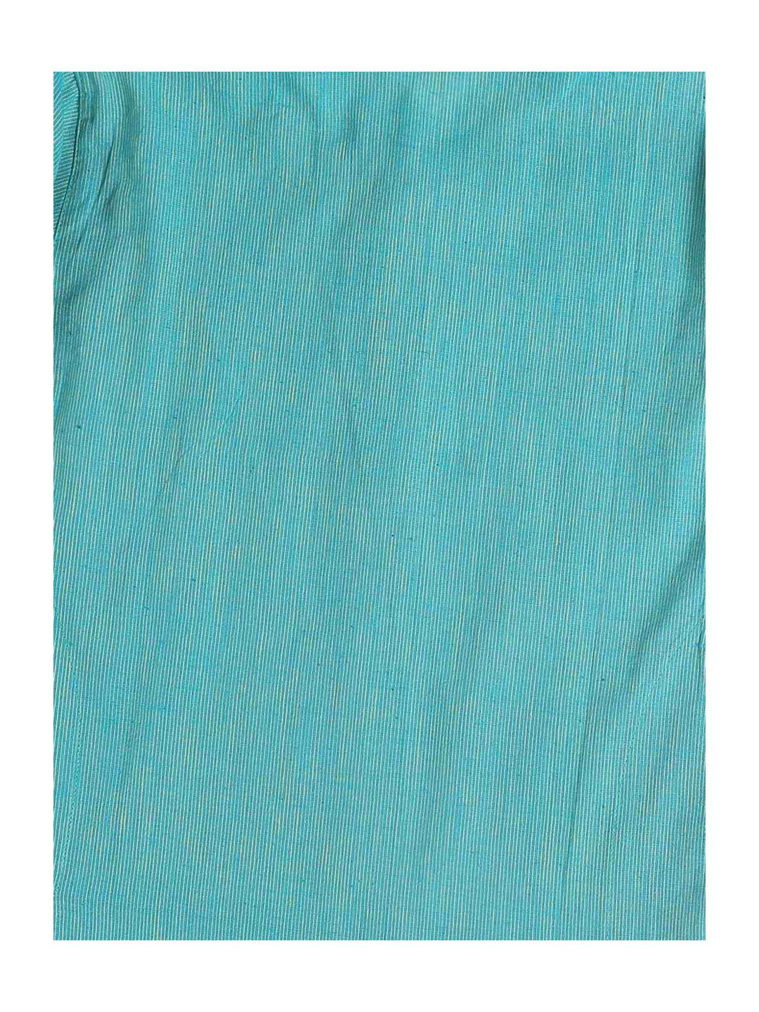 VASTRAMAY SISHU Cyan Blue & White Cotton Self Kurta Set