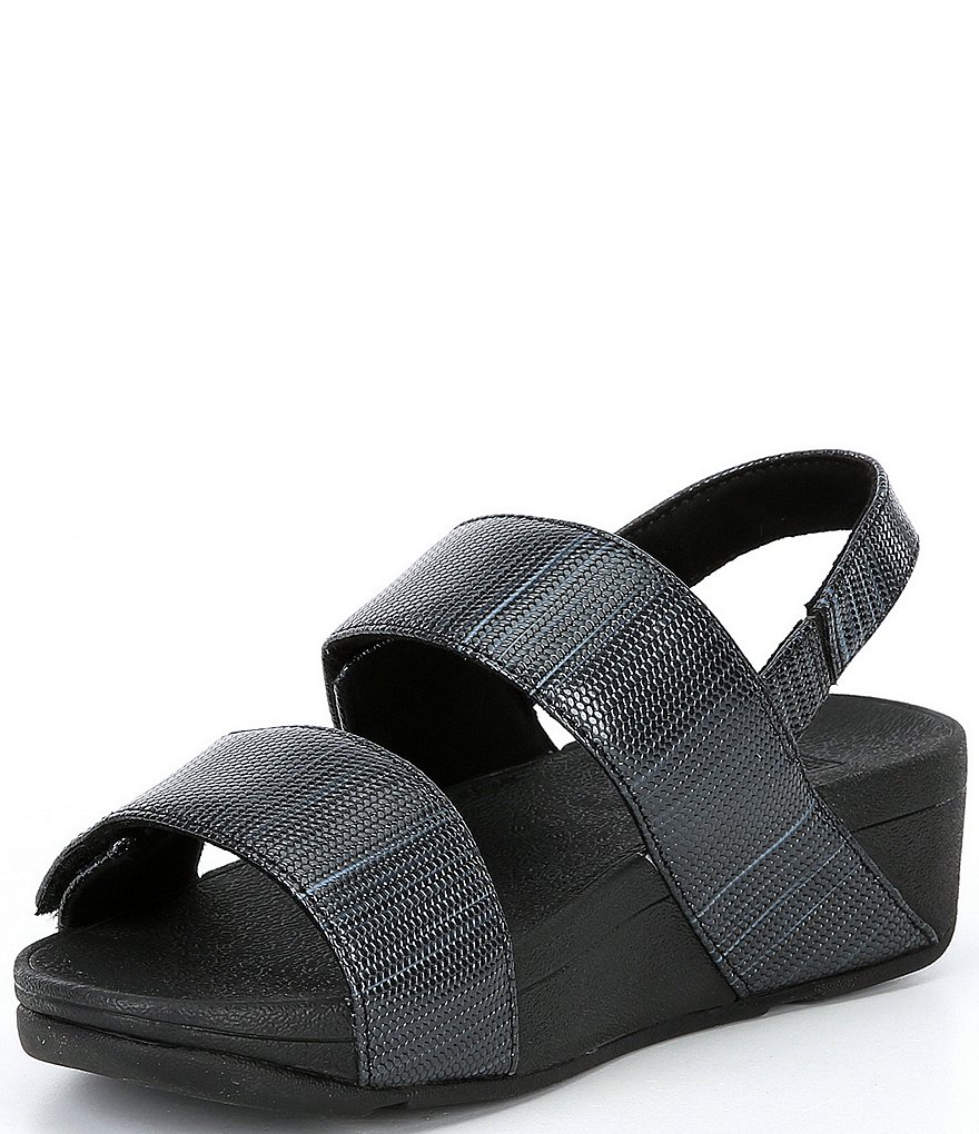 FitFlop Mina Textured Glitz Two Banded Wedge Sandals