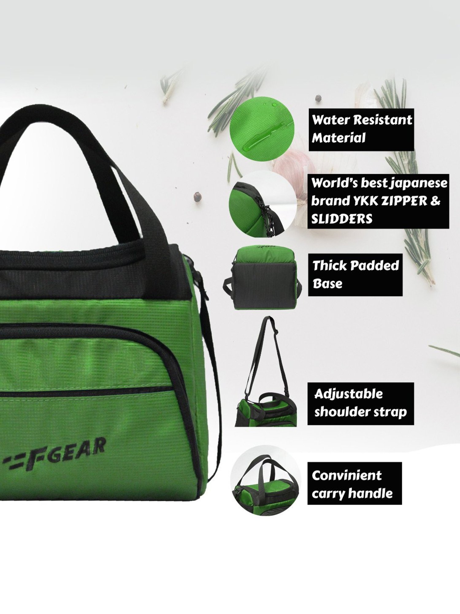 F Gear Yolo Forest Green Medium Lunch Bag