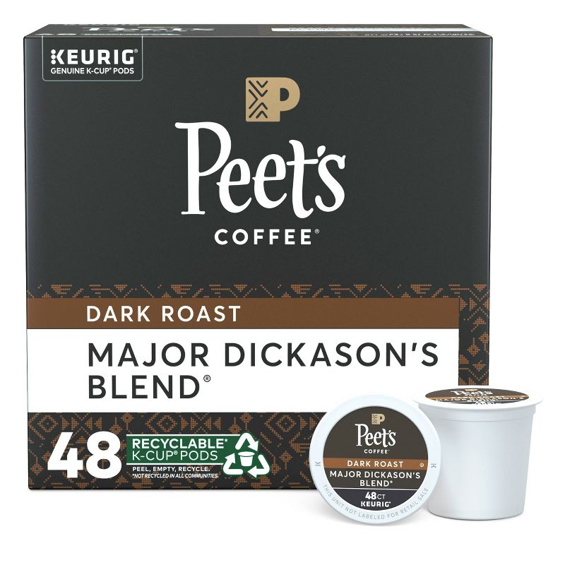 Peet's Major Dickason Dark Roast Coffee - Keurig K-Cup Pods- 48ct