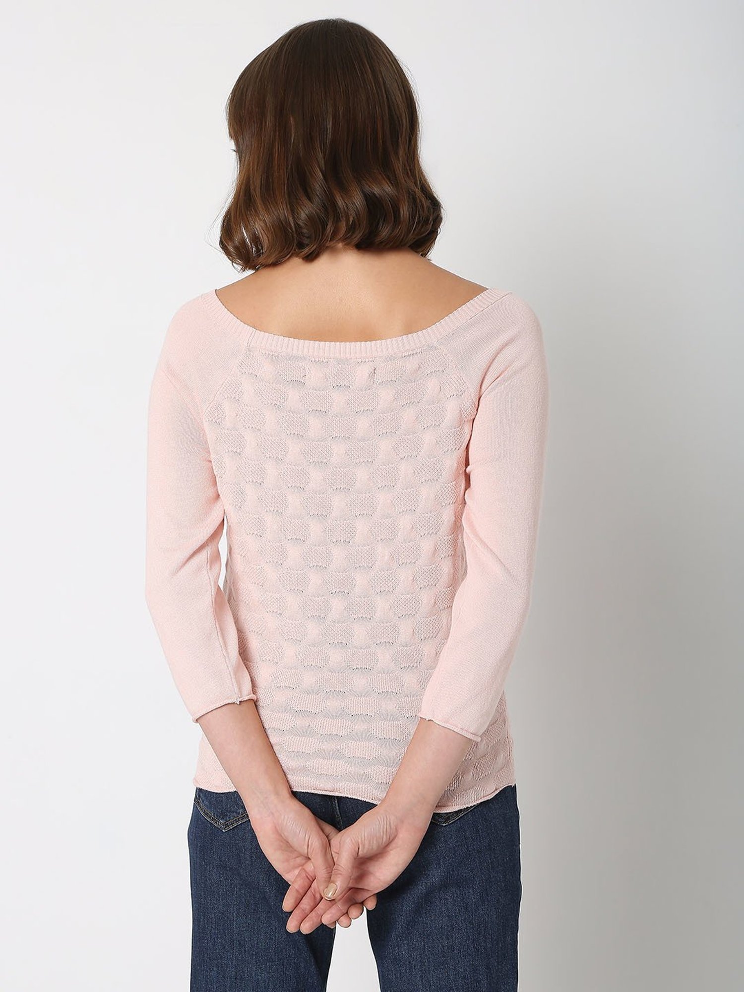 Vero Moda Pink Self Design Pullover