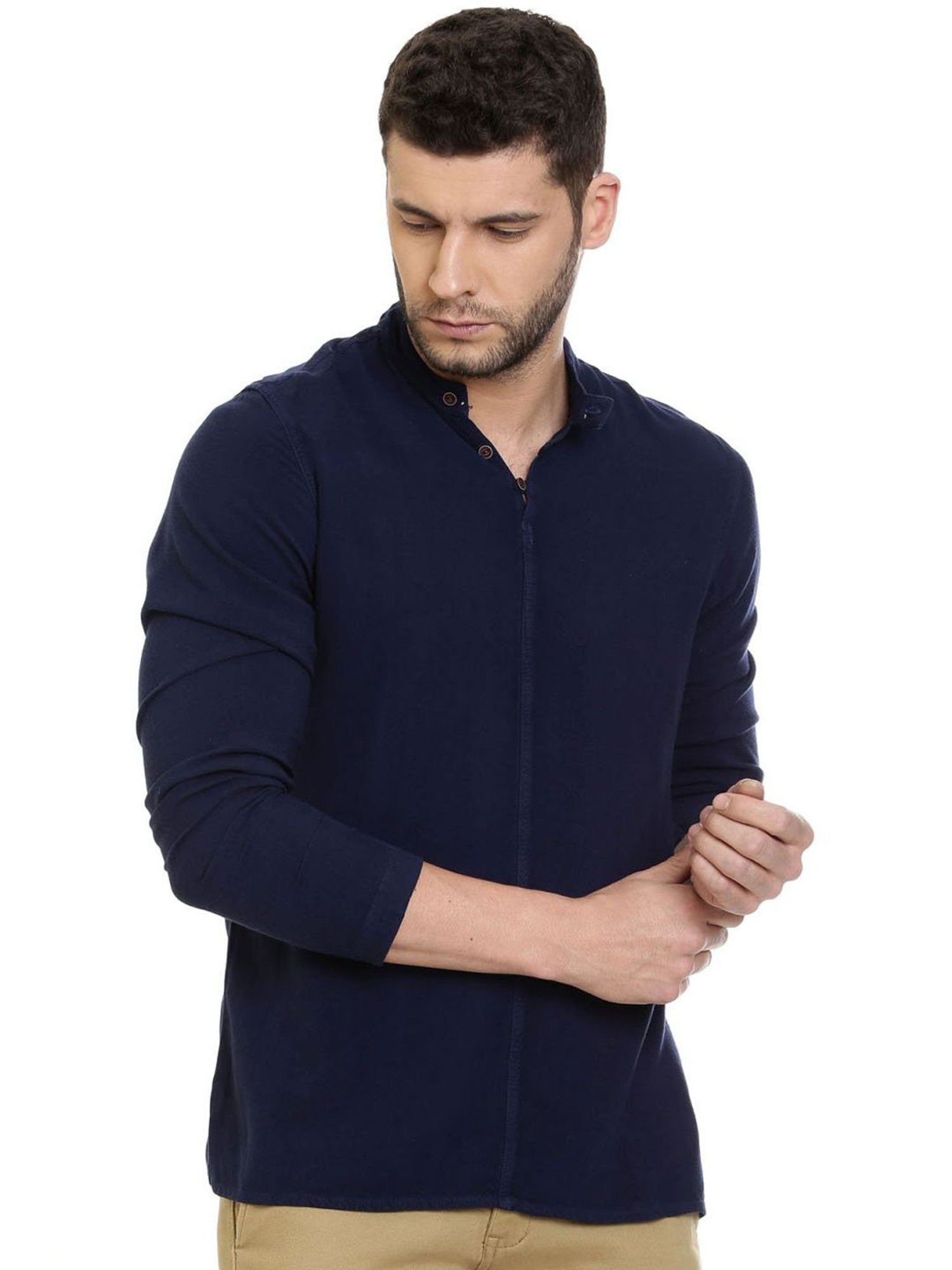 Identiti Blue Tapered Fit Short Kurta