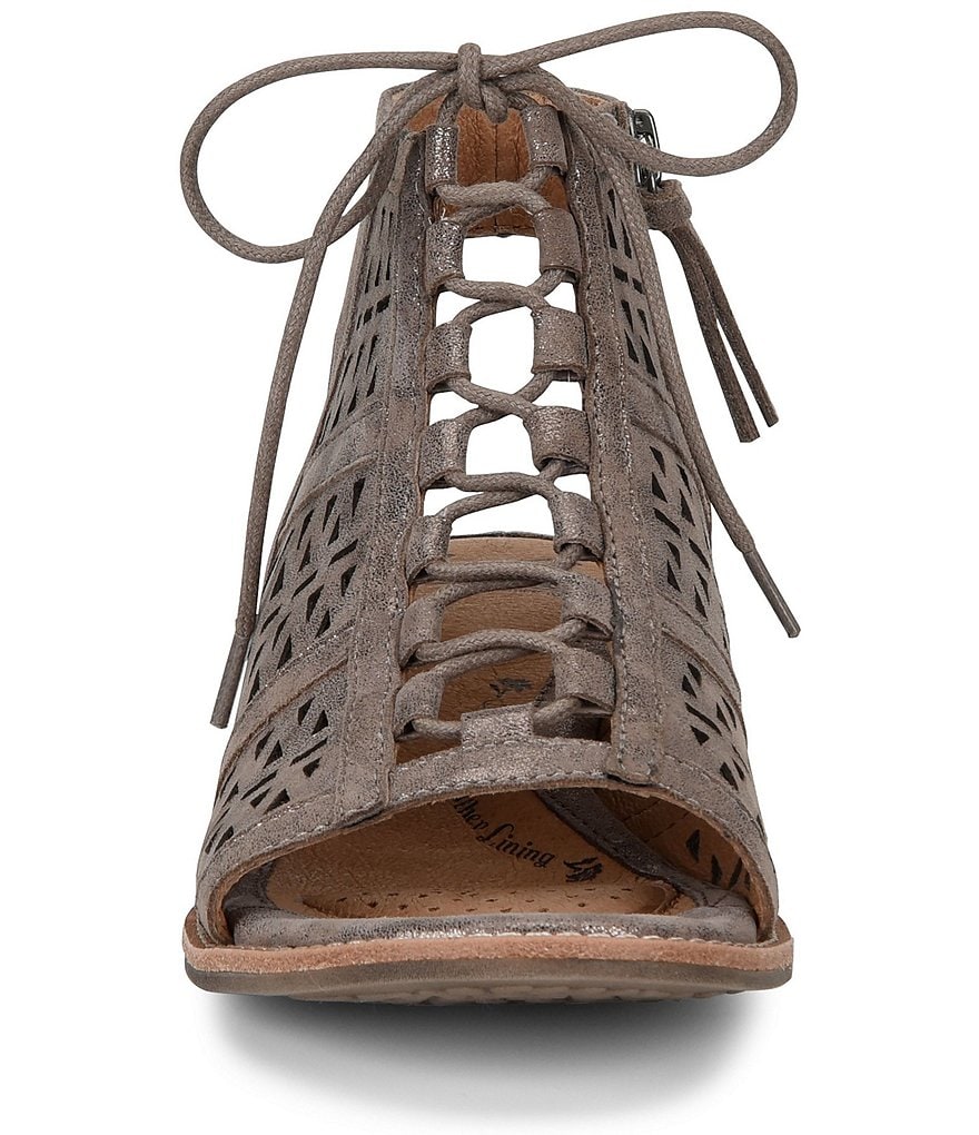 Sofft Nora Metallic Suede Ghillie Block Heel Sandals