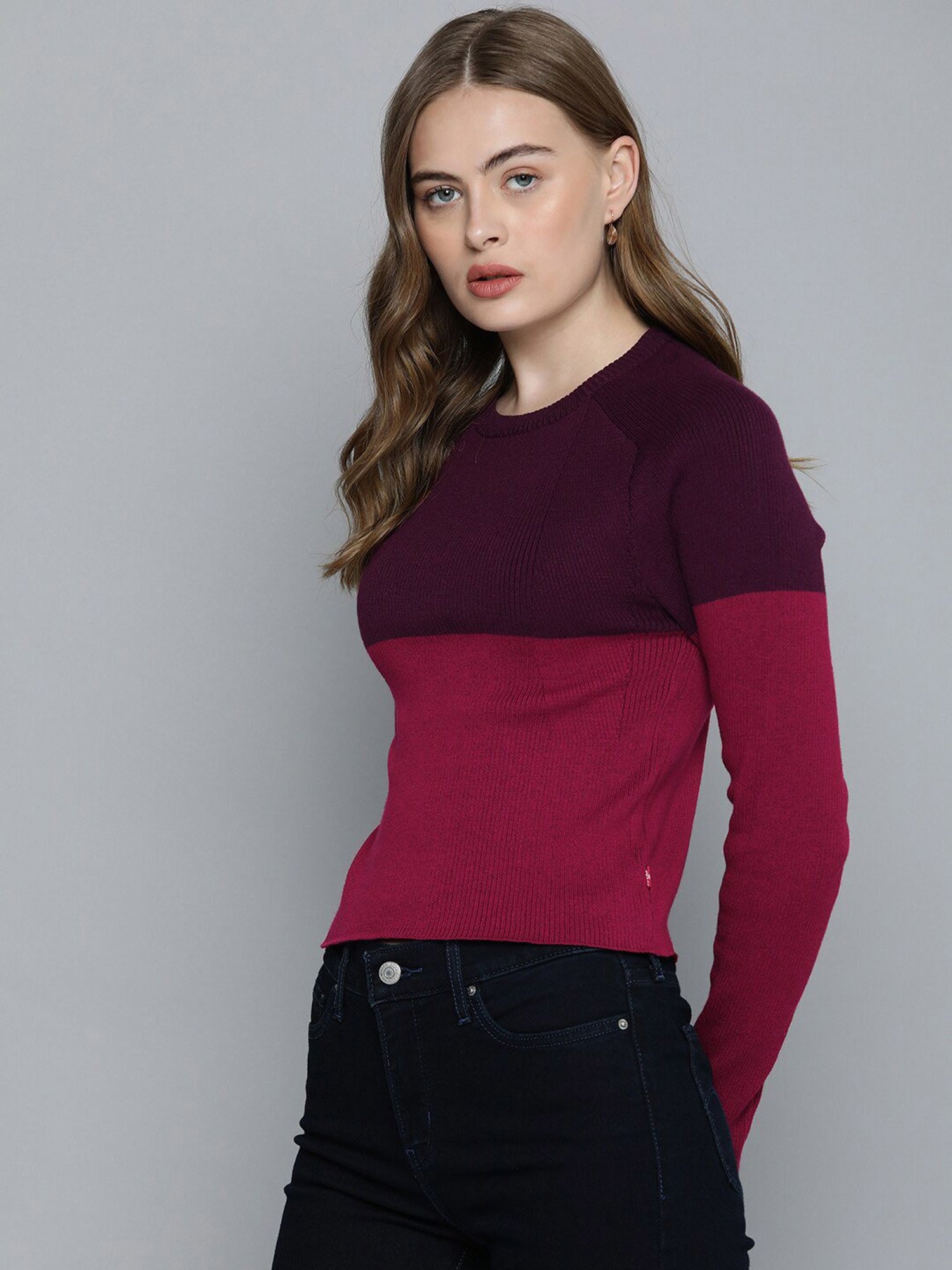 Levi's Magenta & Burgundy Color-Block Pullover