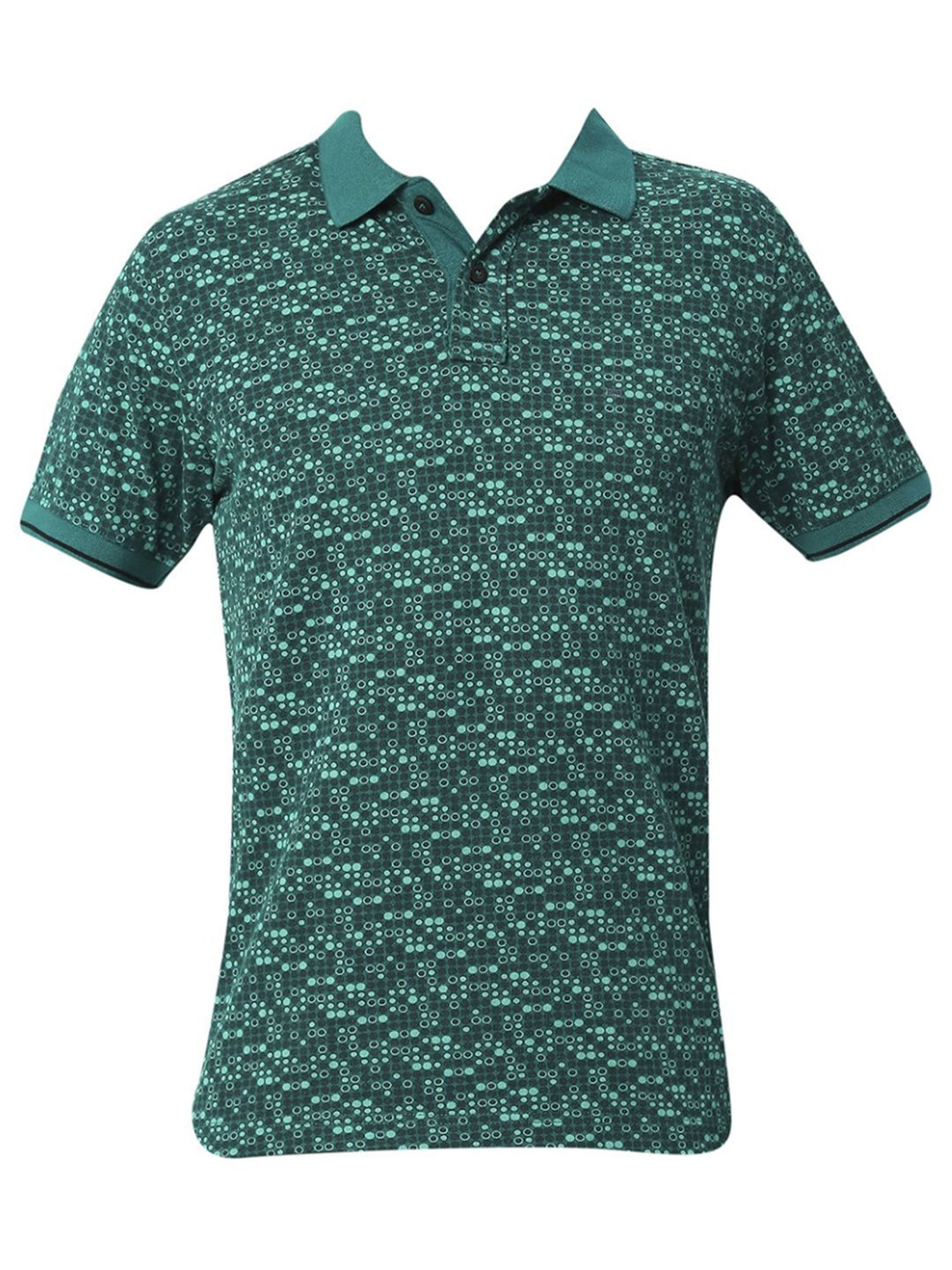 Basics Green Slim Fit Printed Polo T-Shirt