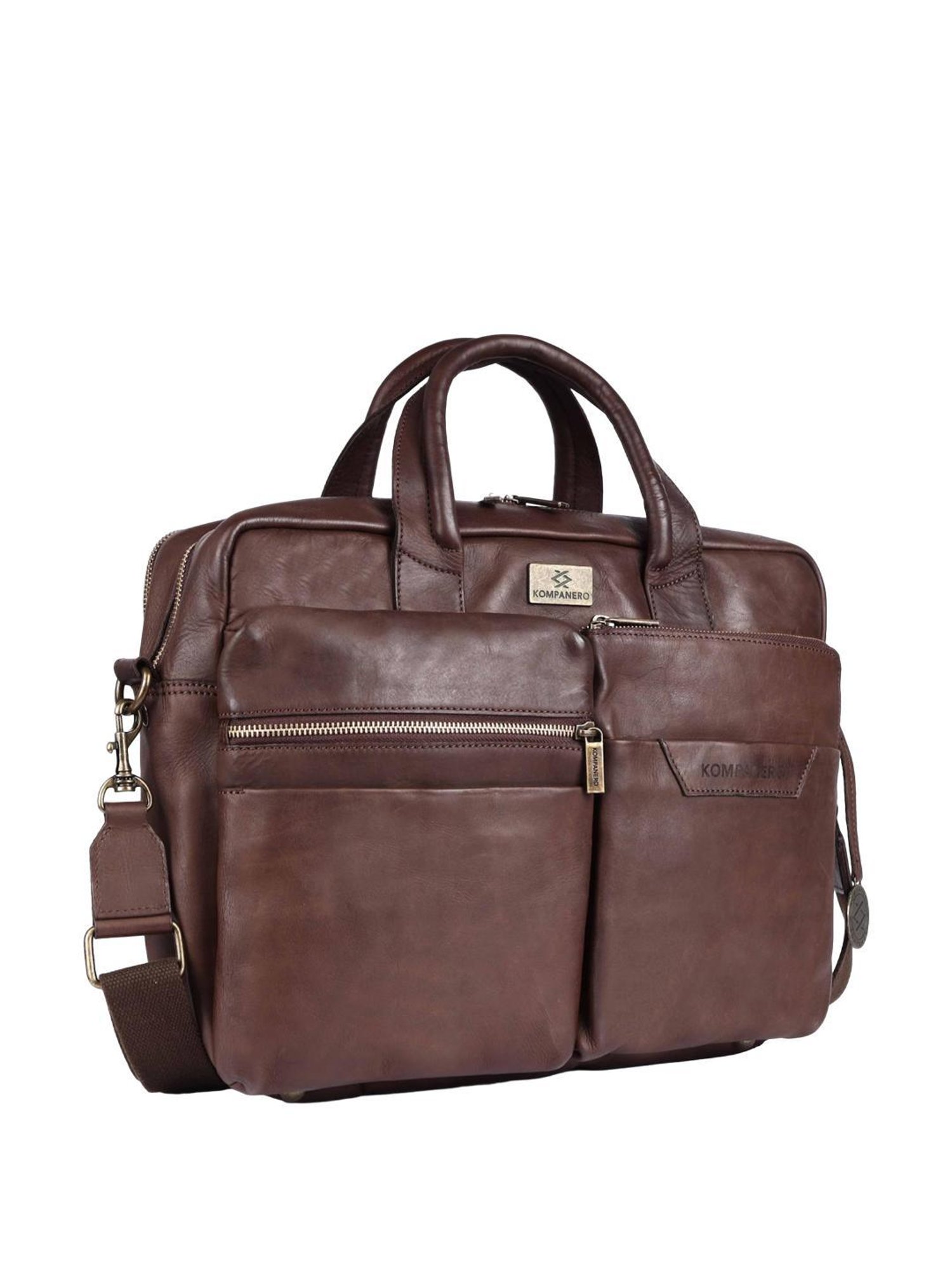 KOMPANERO Leo Brown Solid Laptop Messenger Bag