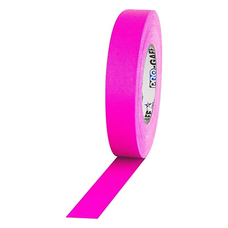1quot Width  Pro Gaff Premium Matte Cloth Gaffers Tape With Rubber Adhesive 50 yds Length x Fluorescent Pink Pack of 1