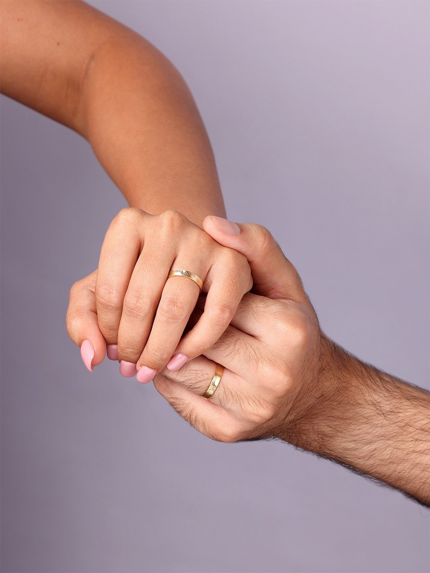 Mia by Tanishq Love Sync Band 18k Gold Couple Ring (Single Quantity)