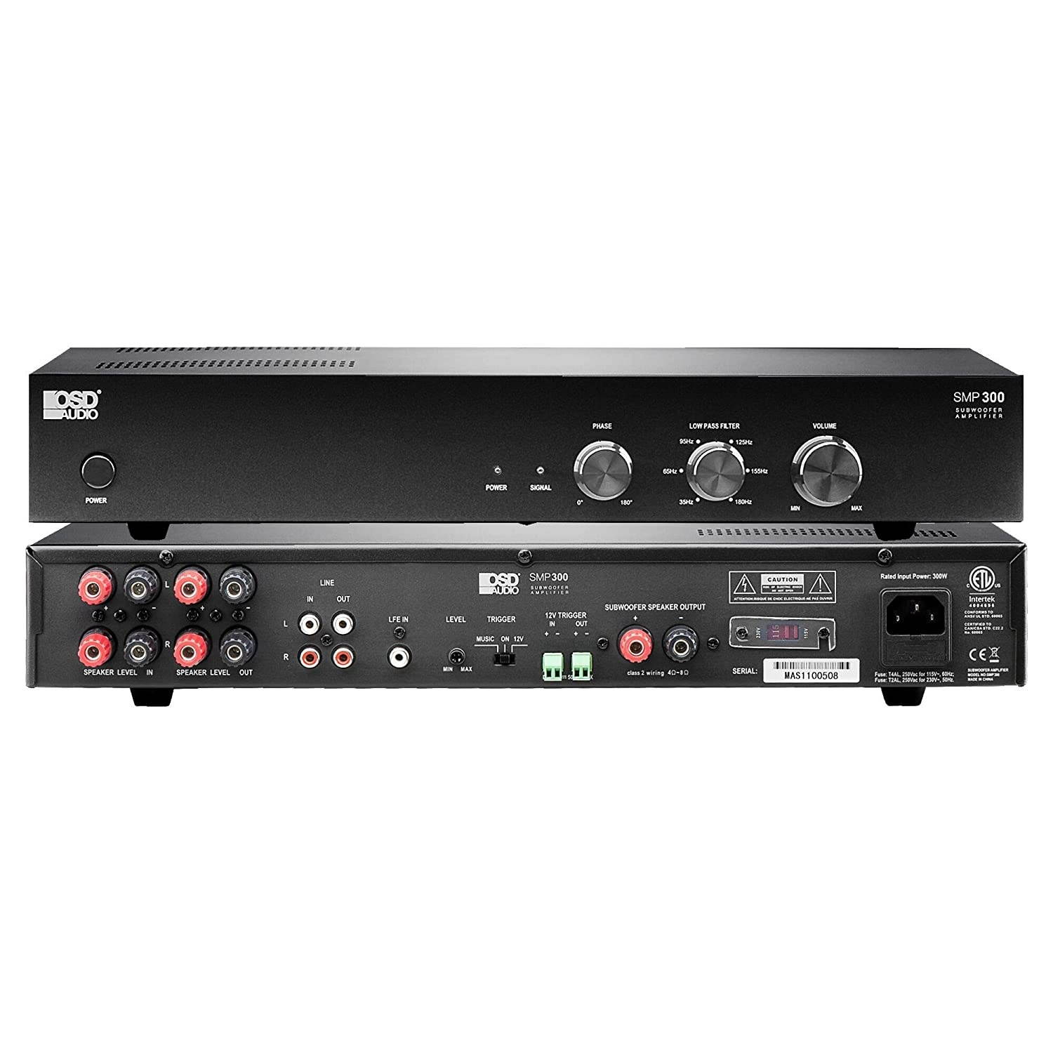 OSD Audio SMP300 Class D Digital Subwoofer Amplifier Rated at 300W Max/150W RMS, Black