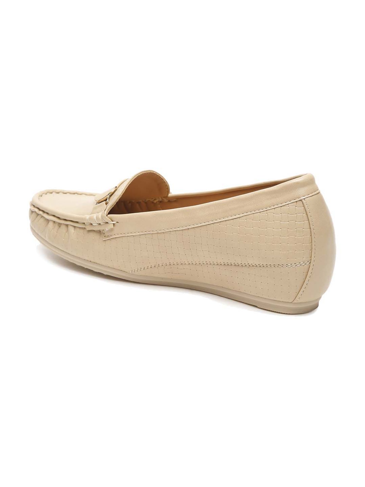Flat N Heels Women's Beige Wedge Loafers