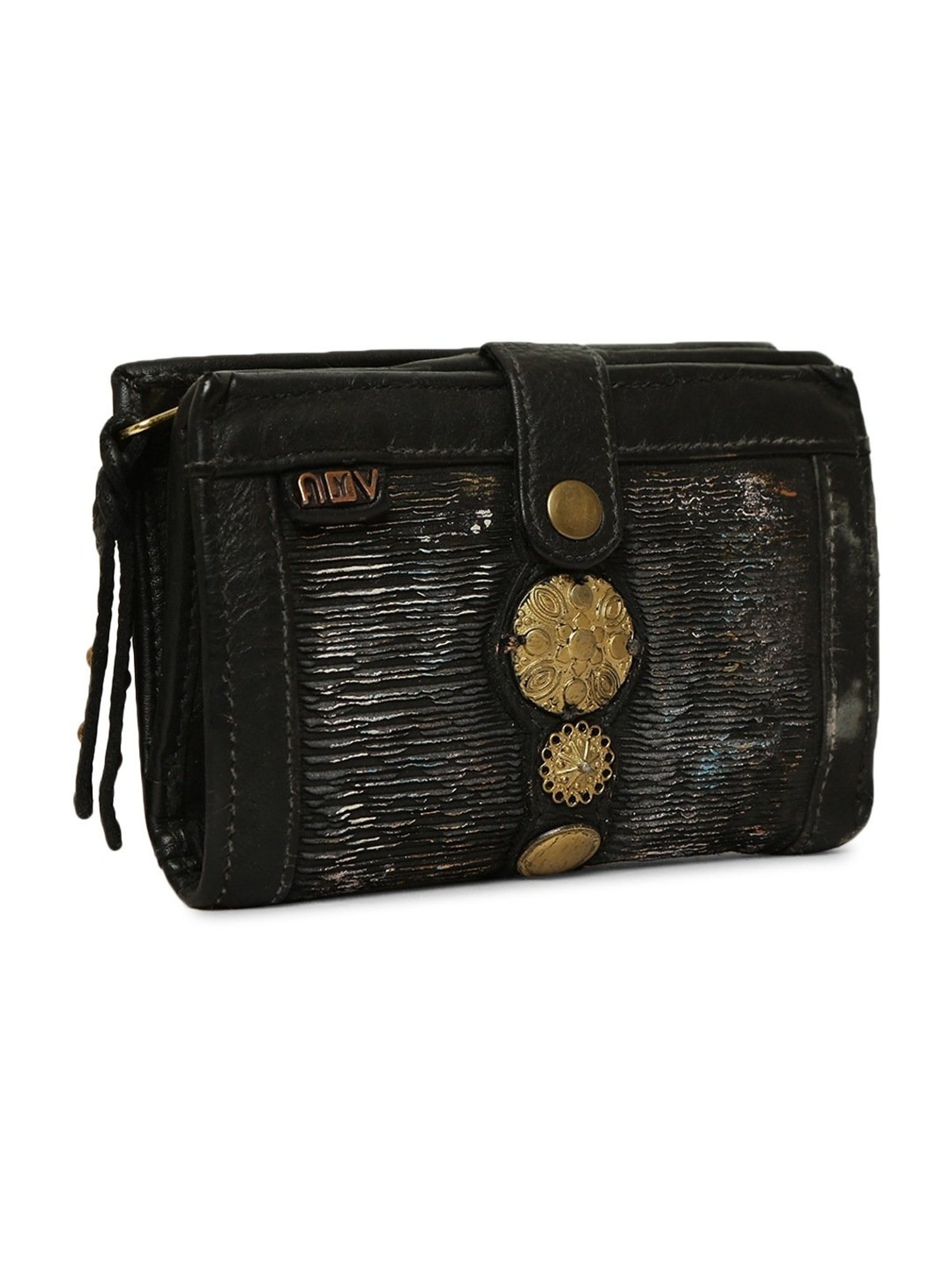 Art N Vintage Silvia Black Leather Textured  Bi-Fold Wallet for Women