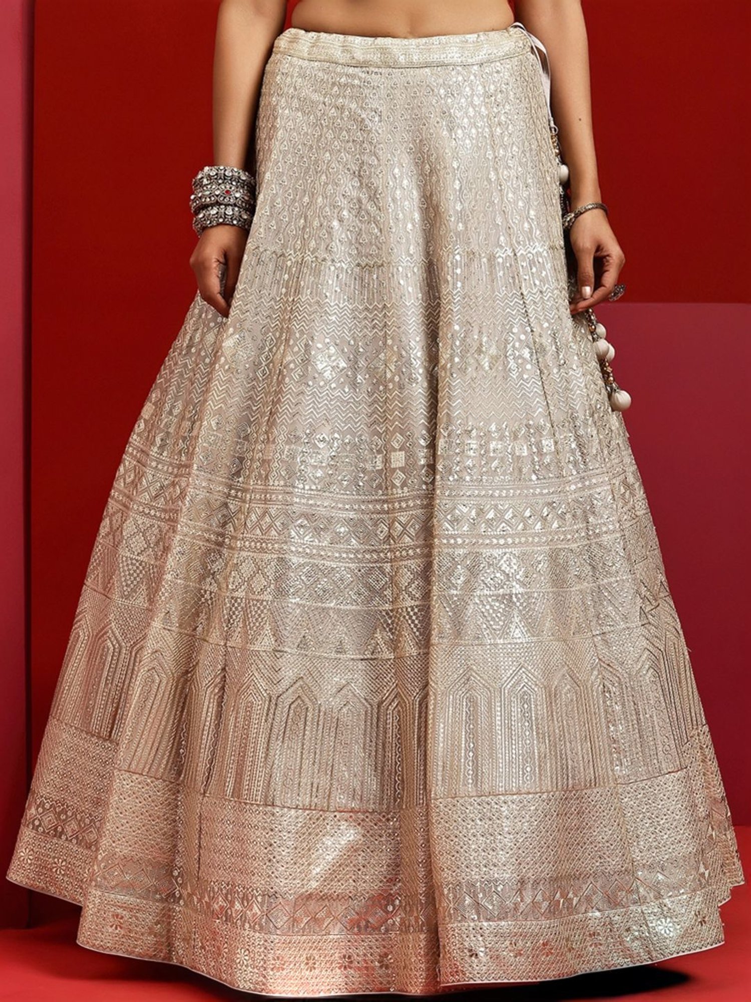 Libas Art Grey Embellished Lehenga Choli Set With Dupatta