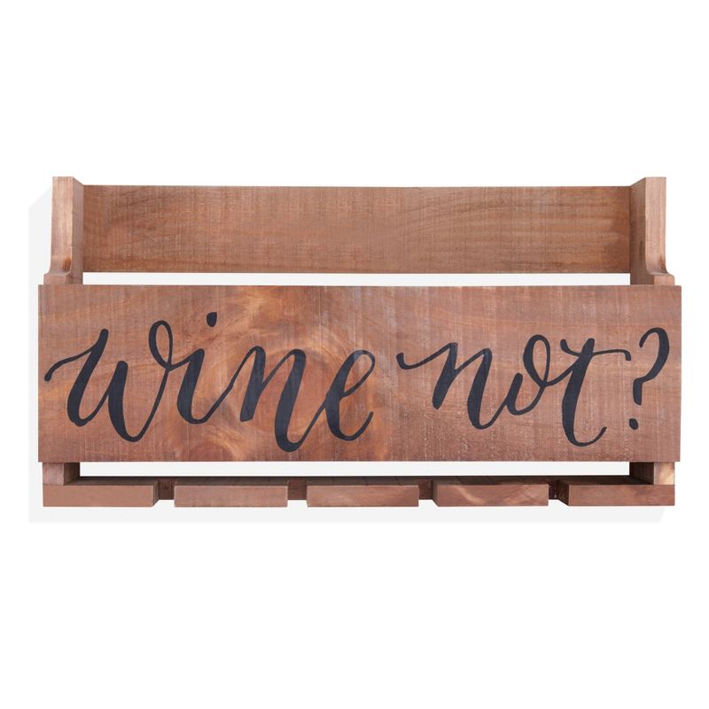 Wall Mount "Wine Not?" Quote Stemware Rack with Rustic Wood - Danya B.