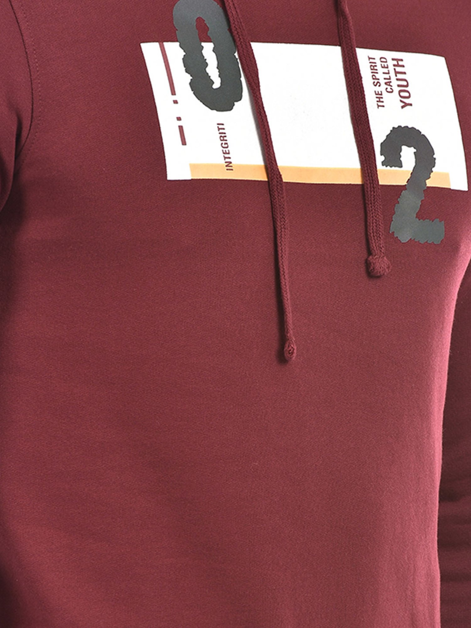 Integriti Maroon Regular Fit Graphic Print Hooded Sweatshirt