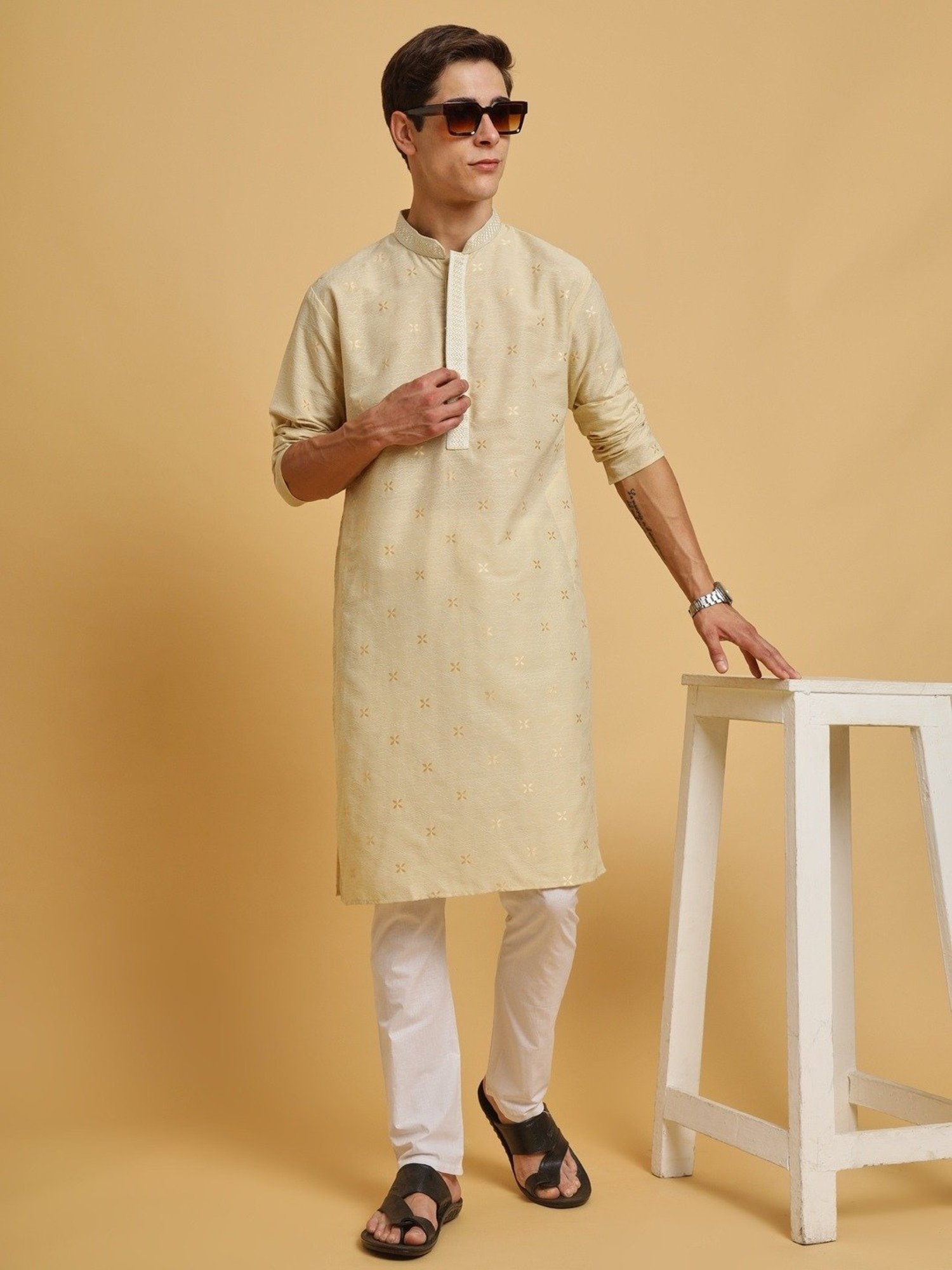 SWAGG INDIA White Cotton Regular Fit Kurta
