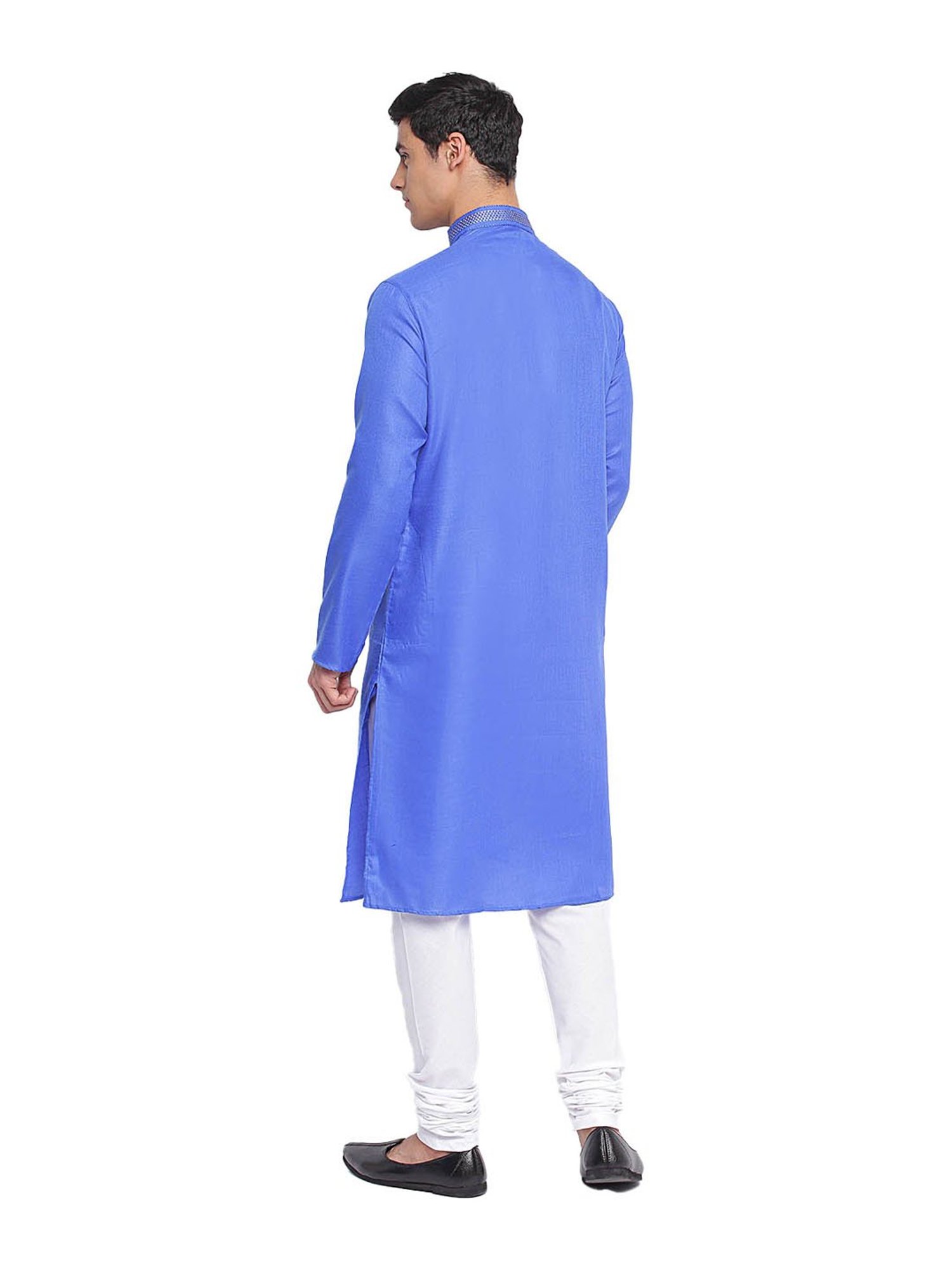 Sanwara Ink Blue & White Regular Fit Kurta with Churidar