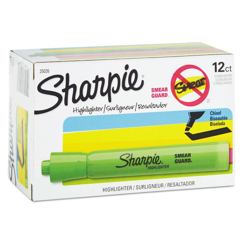 Sharpie Accent Tank Style Highlighter Chisel Tip Fluorescent Green Dozen 25026