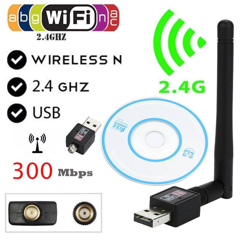 300Mbps 802.11n/g/b Mini USB Wifi Adapter wi-fi Network LAN Card w/Antenna
