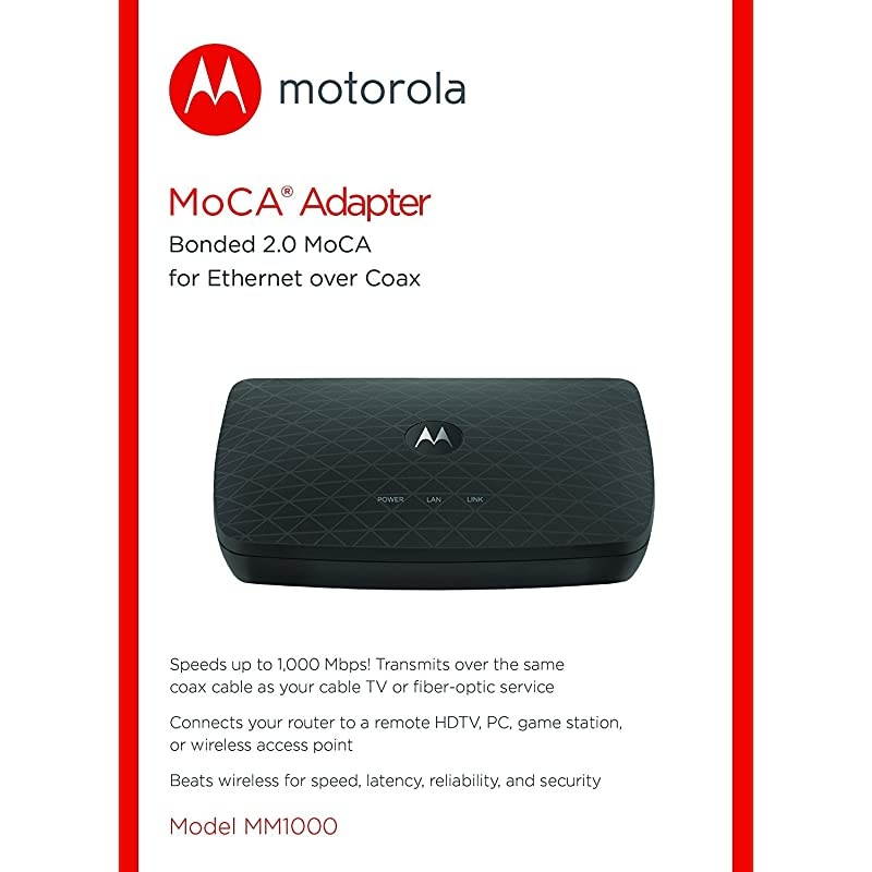 MOCA Adapter for Ethernet Over Coax 1000 Mbps Bonded 20 MoCA Model MM1000
