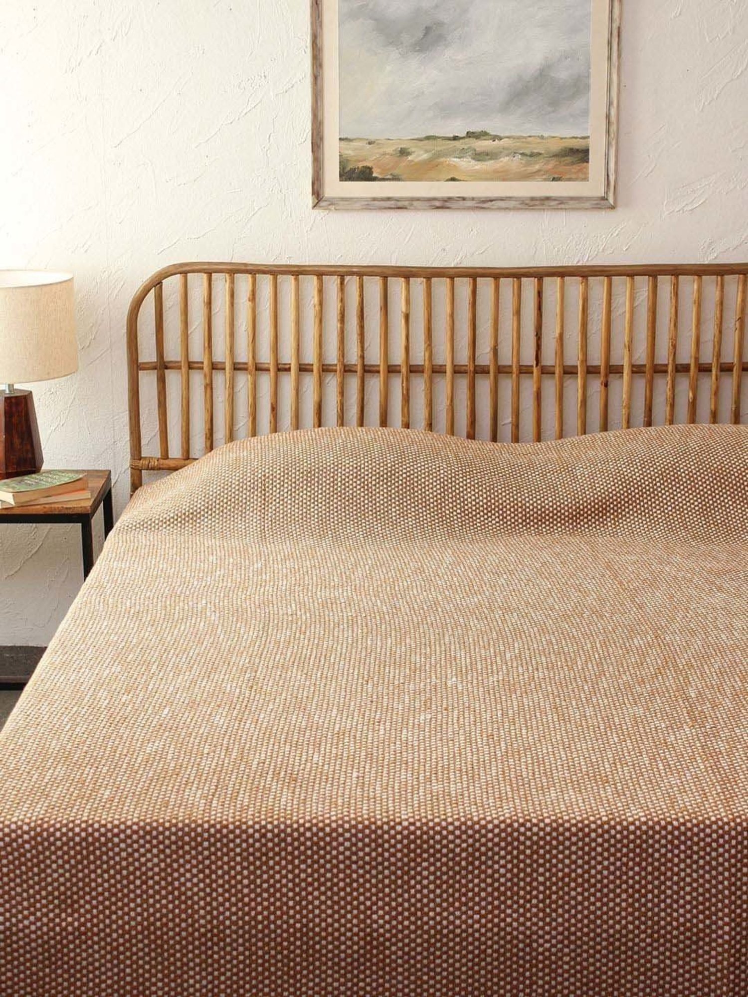 House This Vindhya Brown Cotton 180 TC Double Bedcover