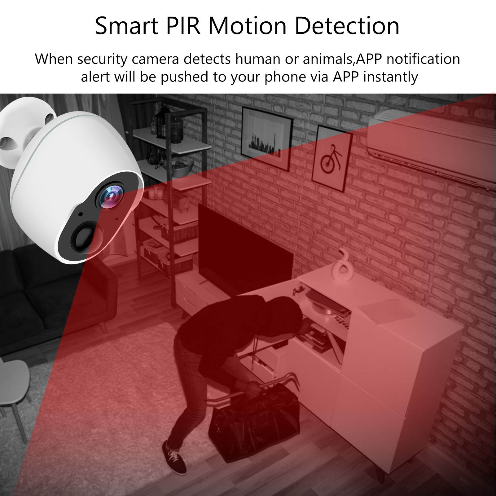 Rechargeable Battery Security Camera 2.4G WiFi Wireless 1080P Home Surveillance Camera Outdoor with 2-Way Audio/Night Vision/Motion Detection/IP66 Waterproof with 2pcs Battery