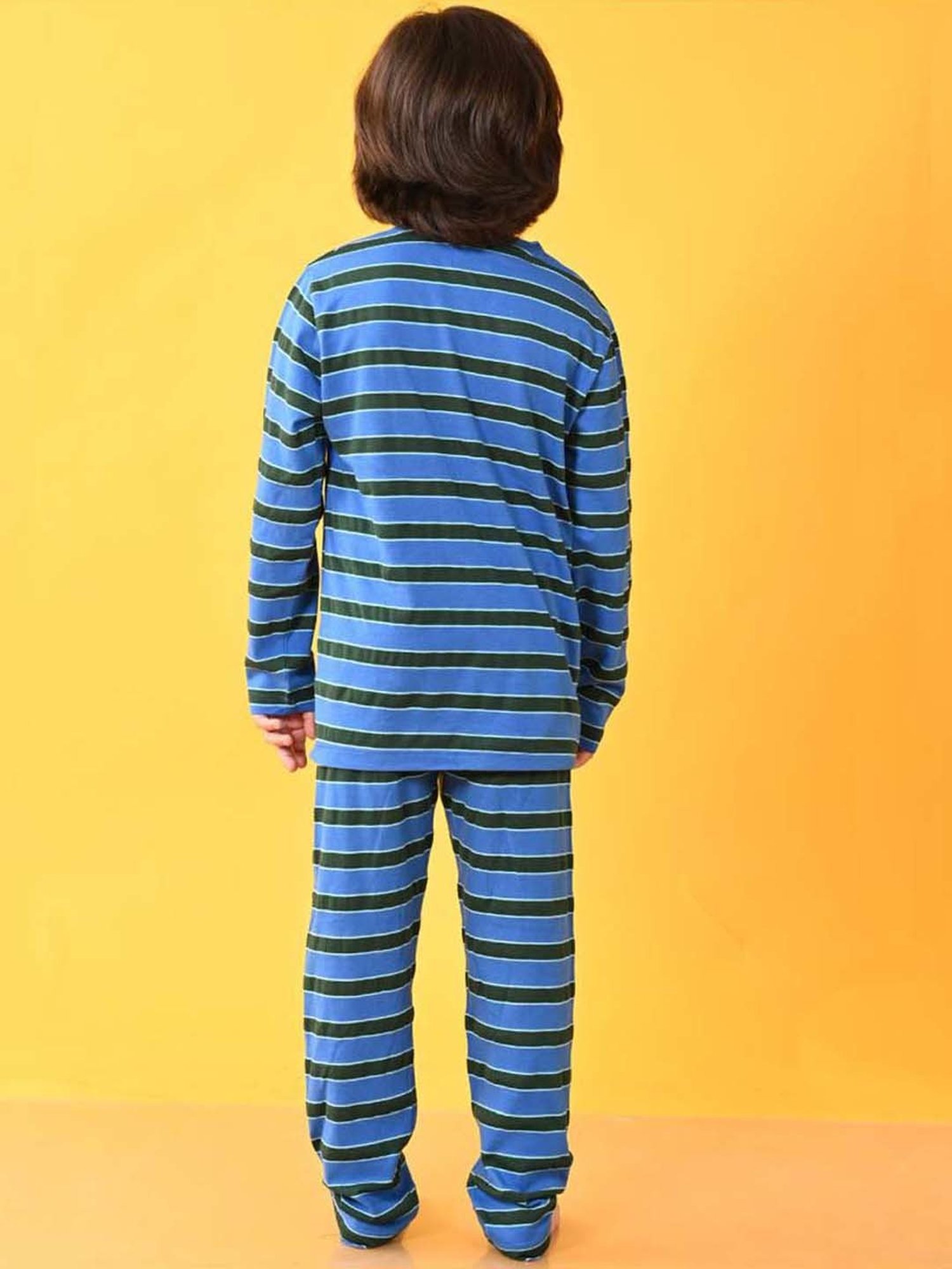 Anthrilo Kids Multicolour Cotton Striped Full Sleeves T-Shirt & Trouser