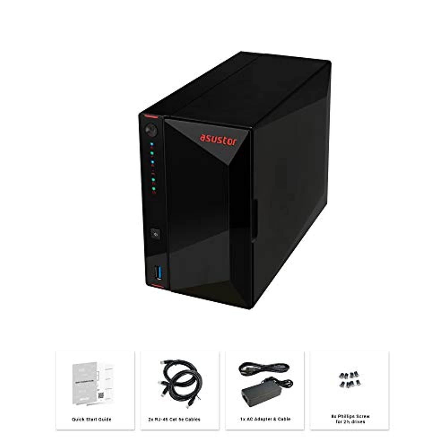 Asustor NAS AS5202T + 20TB WD Ultrastar HDD (Two 10TB HDD Included)