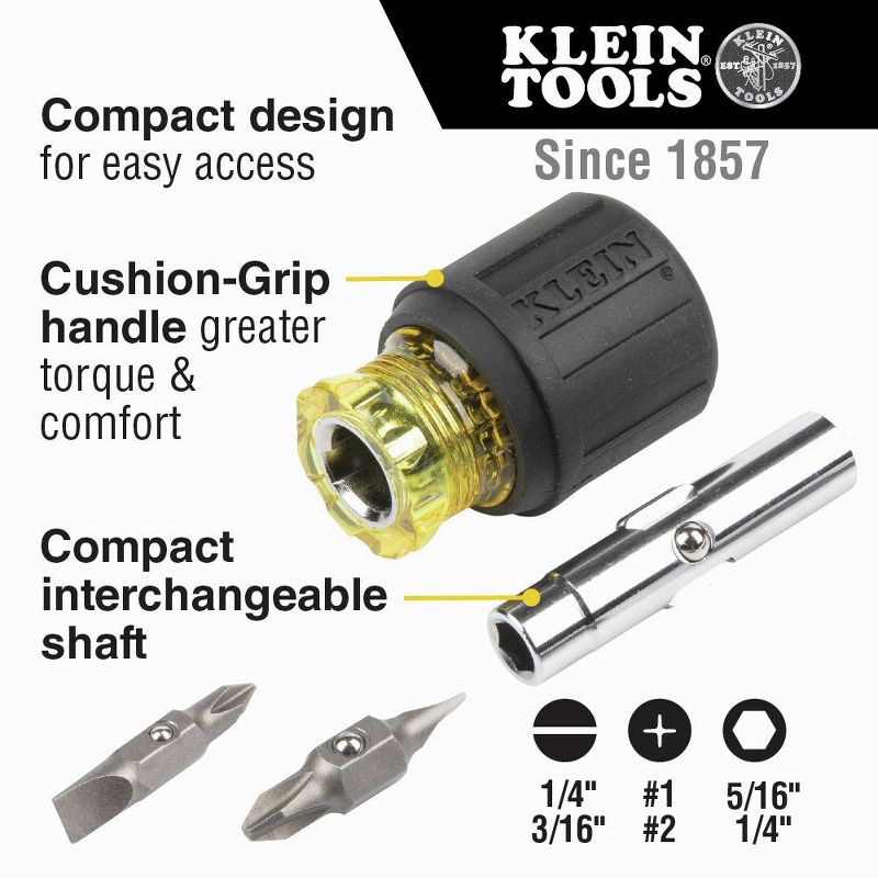 Klein Tools 32561 6-in-1 Multi-Bit Screwdriver/Nut Driver&nbsp;