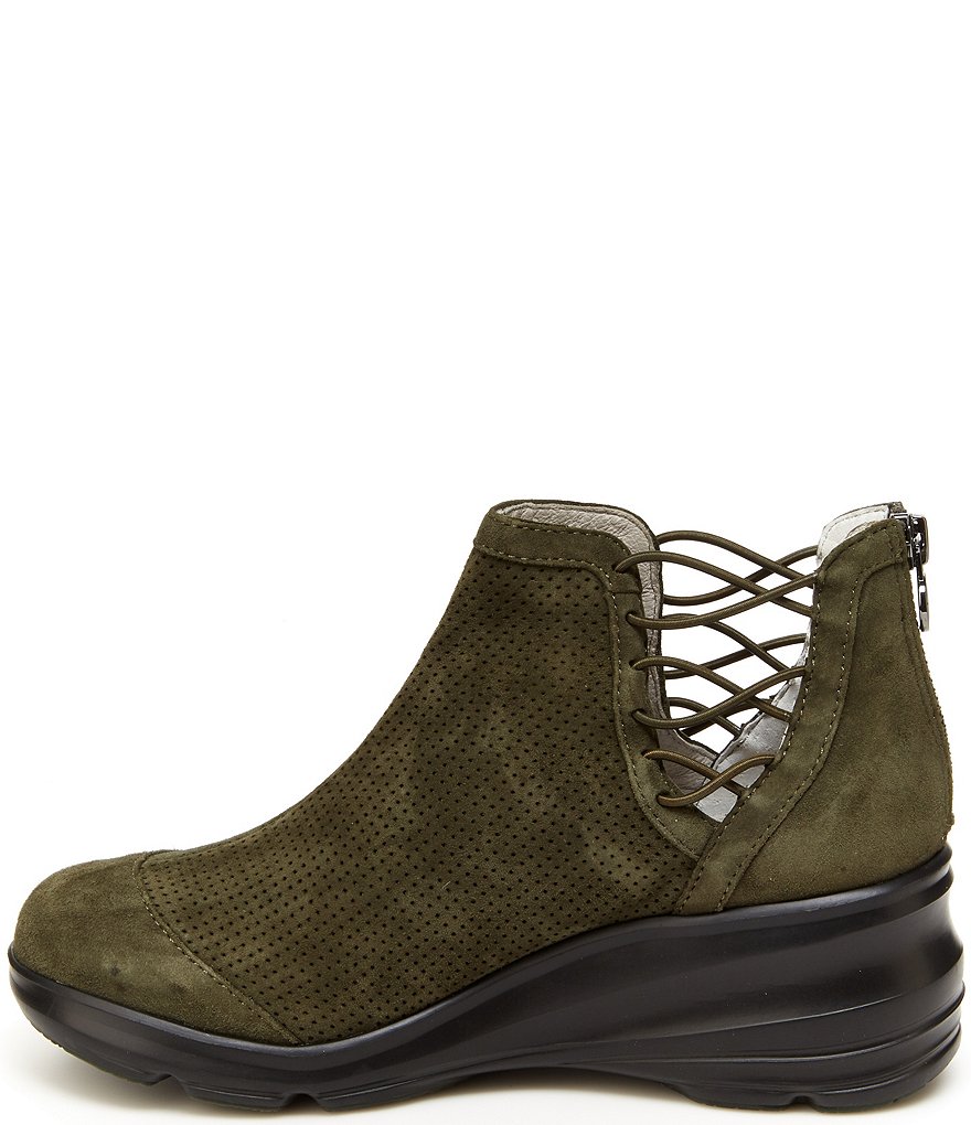 Jambu Naomi Lace-Up Side Detail Suede Wedge Booties