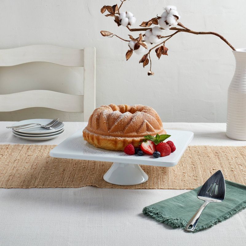 Denmark Tools for Cooks 12" Procelain Square Cake Plate - White