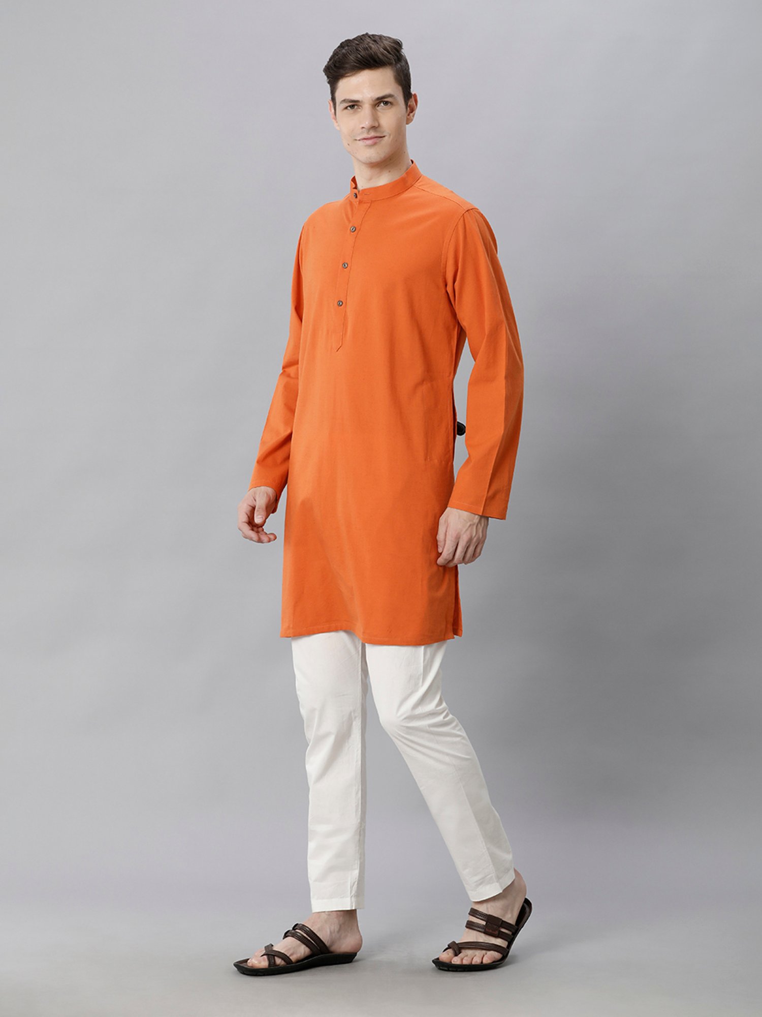 CAVALLO by Linen Club Orange Regular Fit Kurta