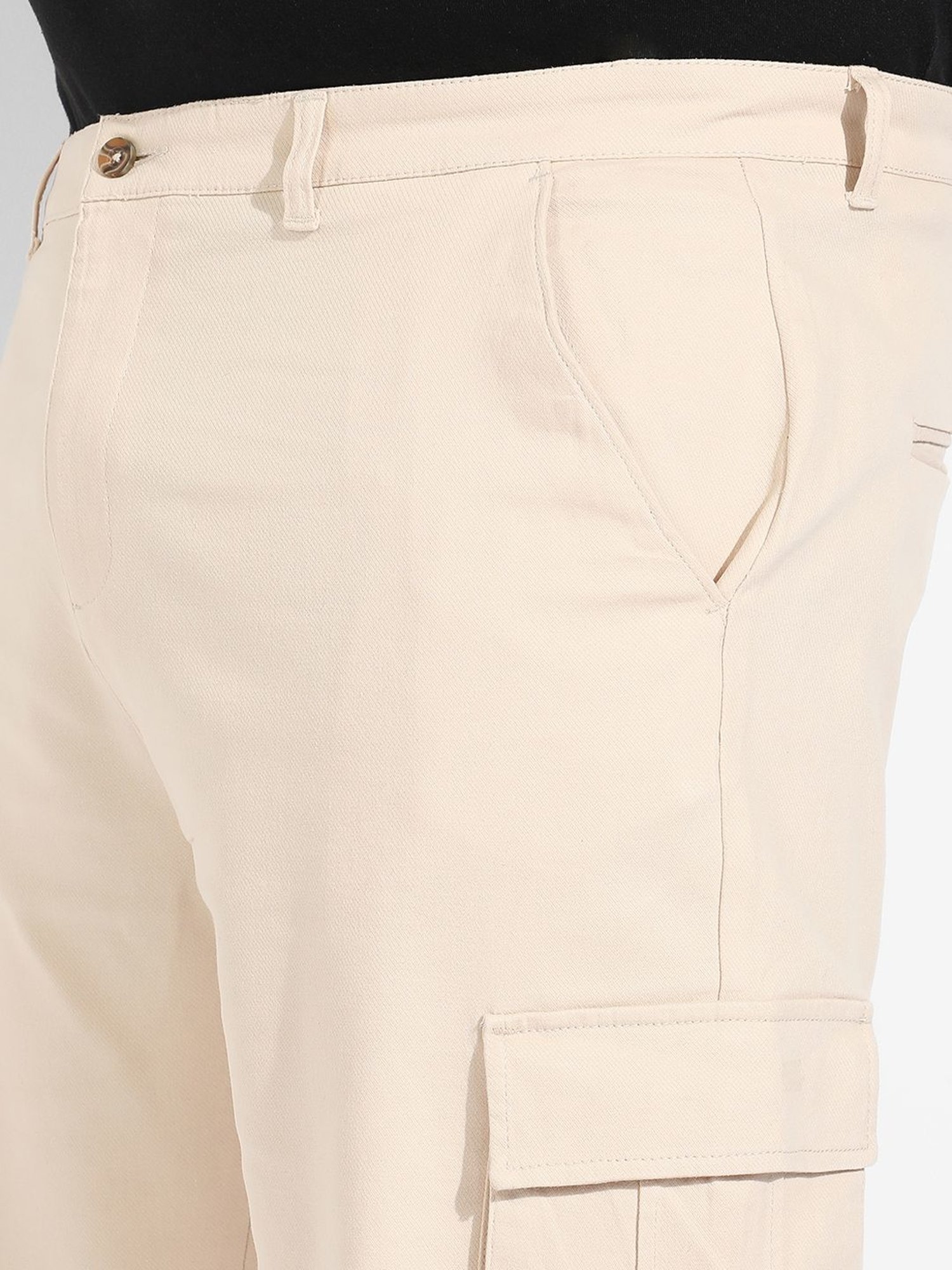 Instafab Plus Beige Regular fit Plus Size Cargo Shorts