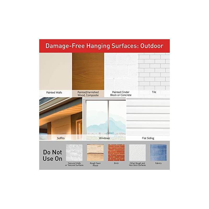 Outdoor Replacement Strips, Re-Hang Outdoor Hooks, Small, 6-packages (96 strips total) (17022AW-ES)