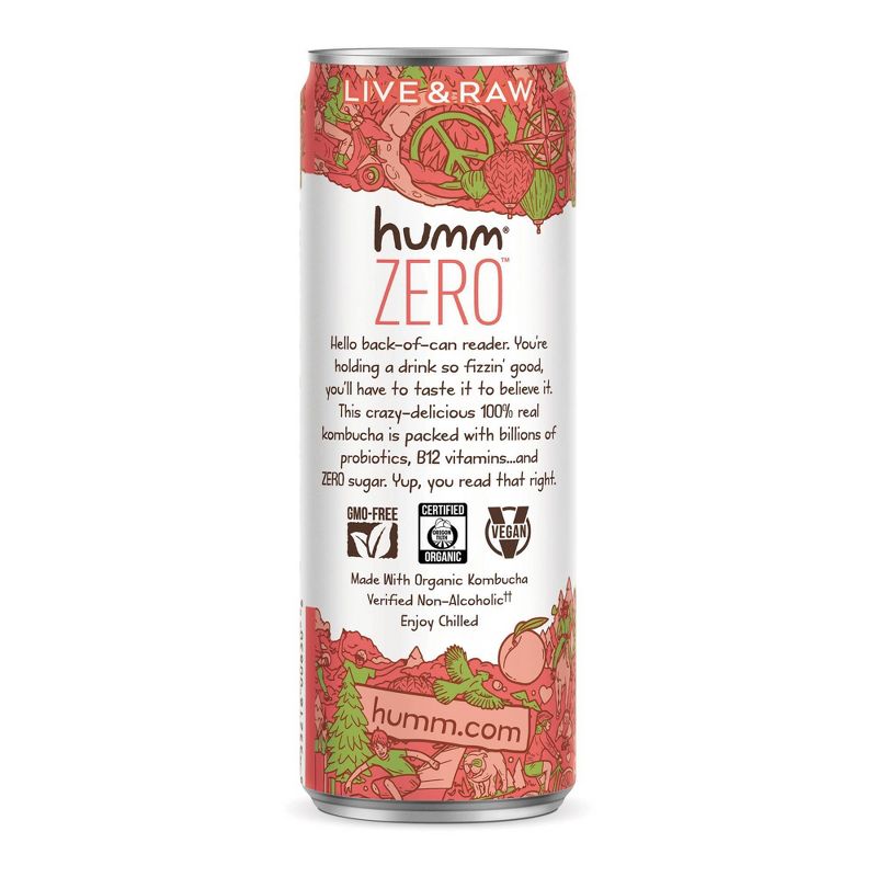 Humm Zero Sugar Peach Tea Kombucha - 11 fl oz