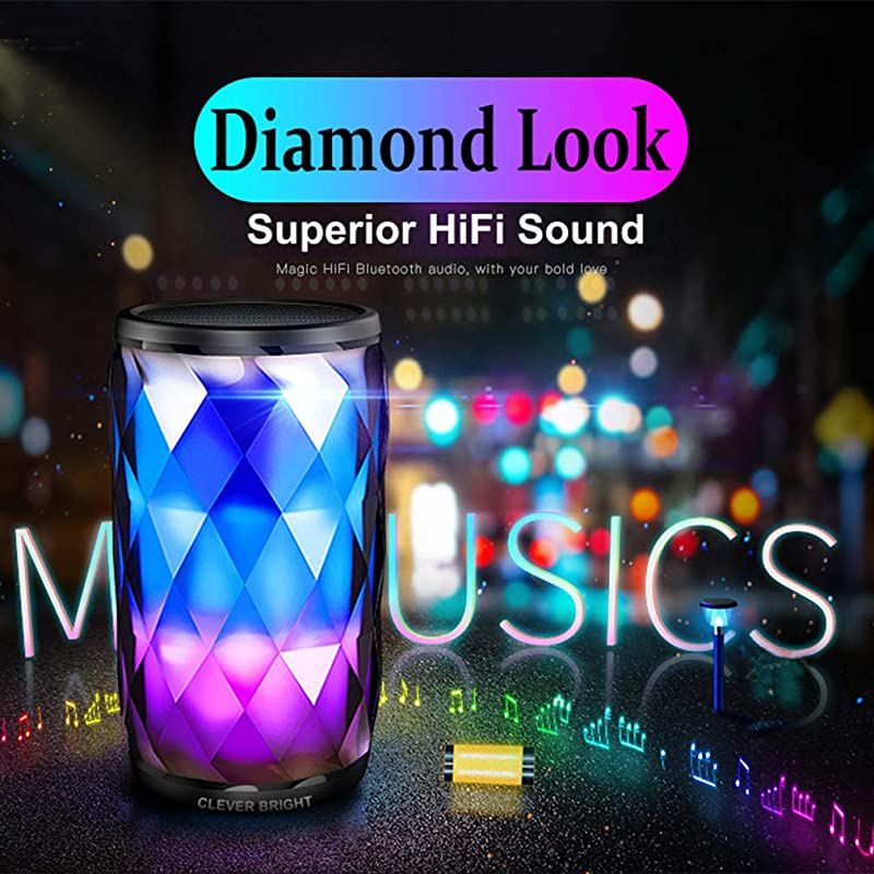 Bluetooth Speakers with 6 LED Light Modes Wireless Speaker Loud Sound Wireless Bluetooth Speaker Party Home Outdoor