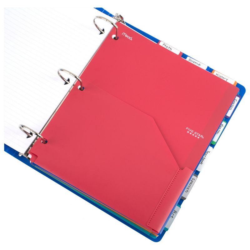 JAM Paper 8 5/8'' x 11 1/2'' 6pk Plastic 3 Hole Punch Binder Envelopes, Hook & Loop Closure, 1" Expansion - Multicolor