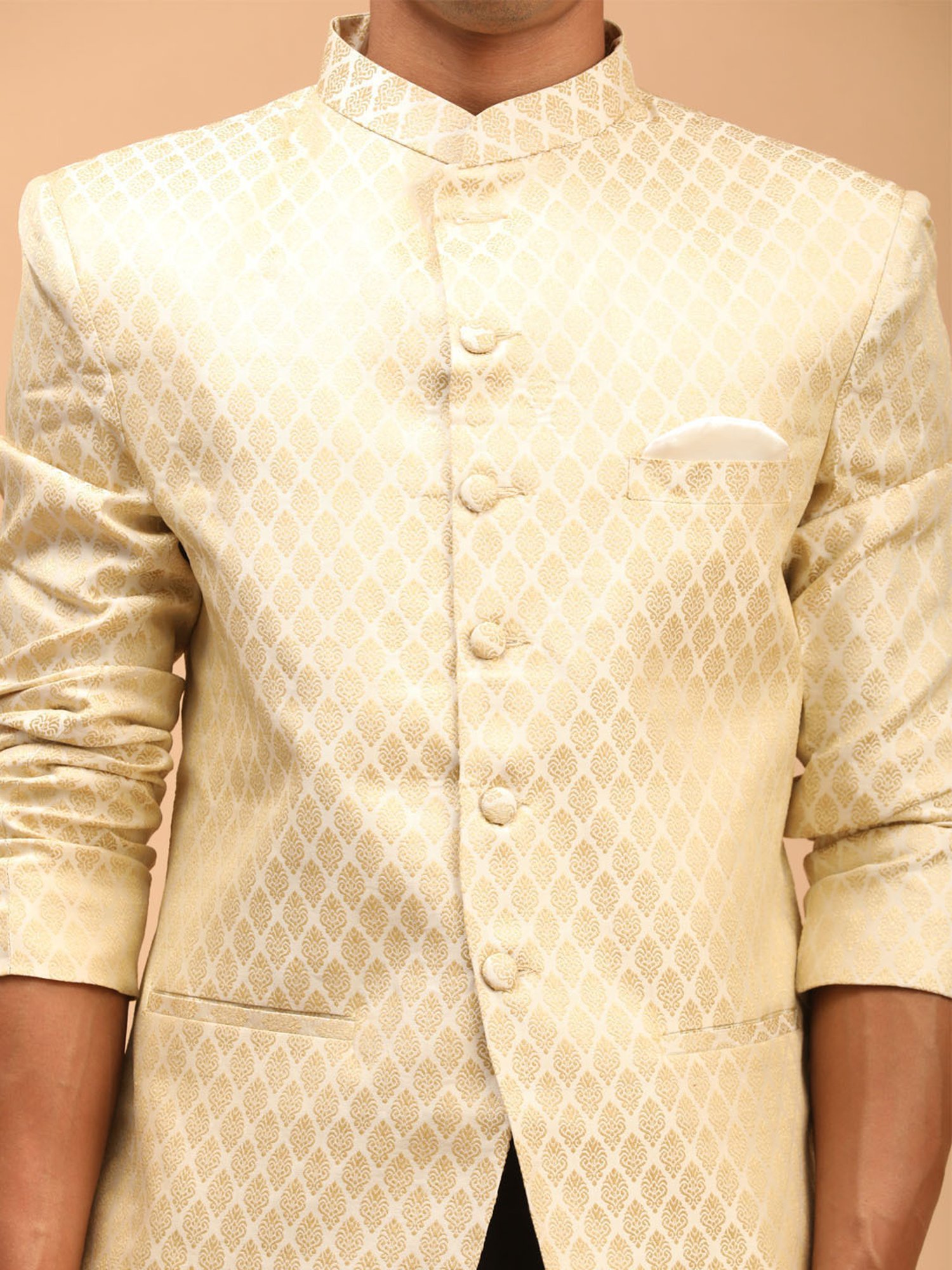 Hangup Cream Regular Fit Ethnic Blazer