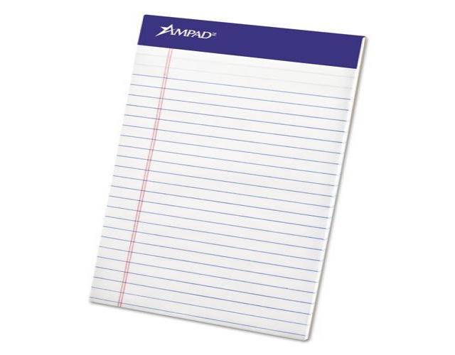 Writing Pad, Narrow Rule, 5 x 8, White, Micro Perfed, 50-Sheets, Dozen, Sold as 12 Each
