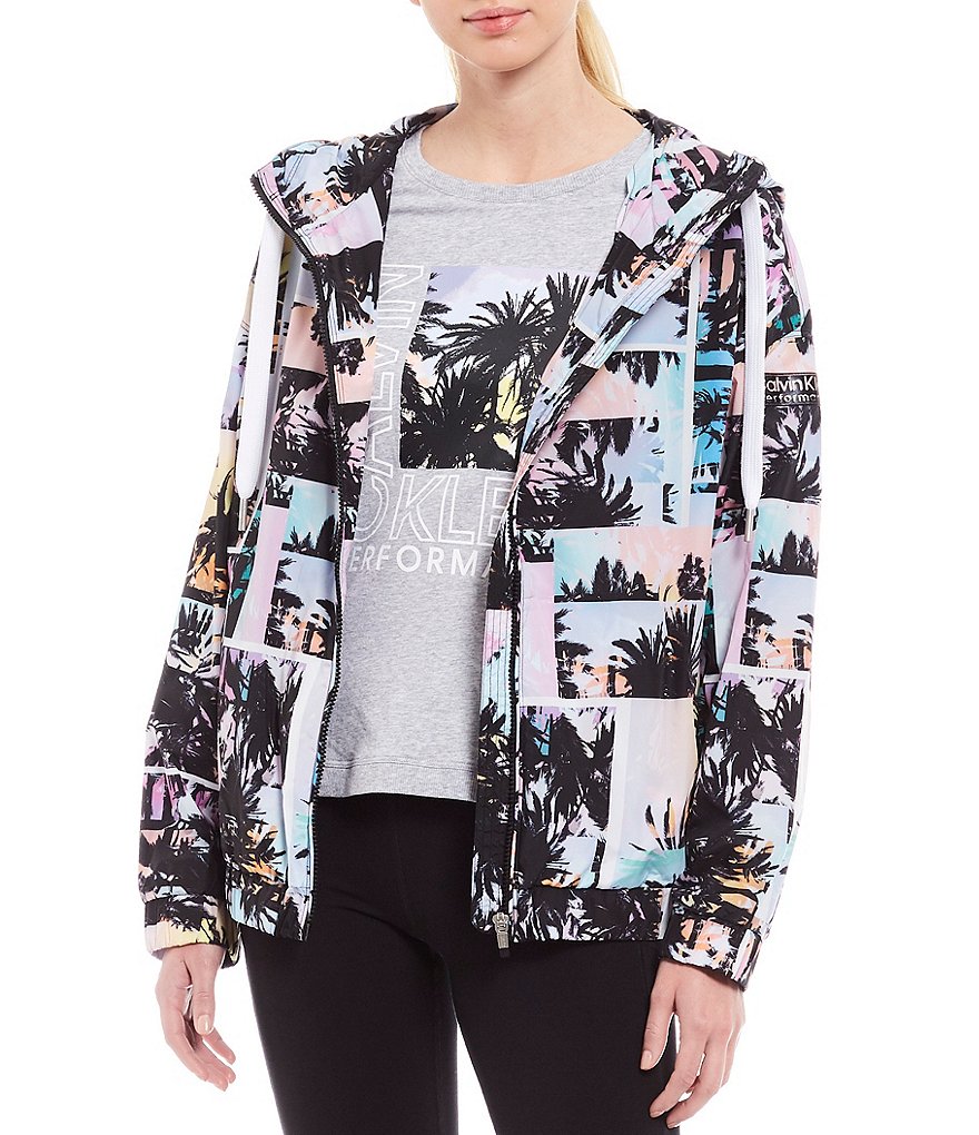 Calvin Klein Performance Printed Full Zip Hooded Jacket