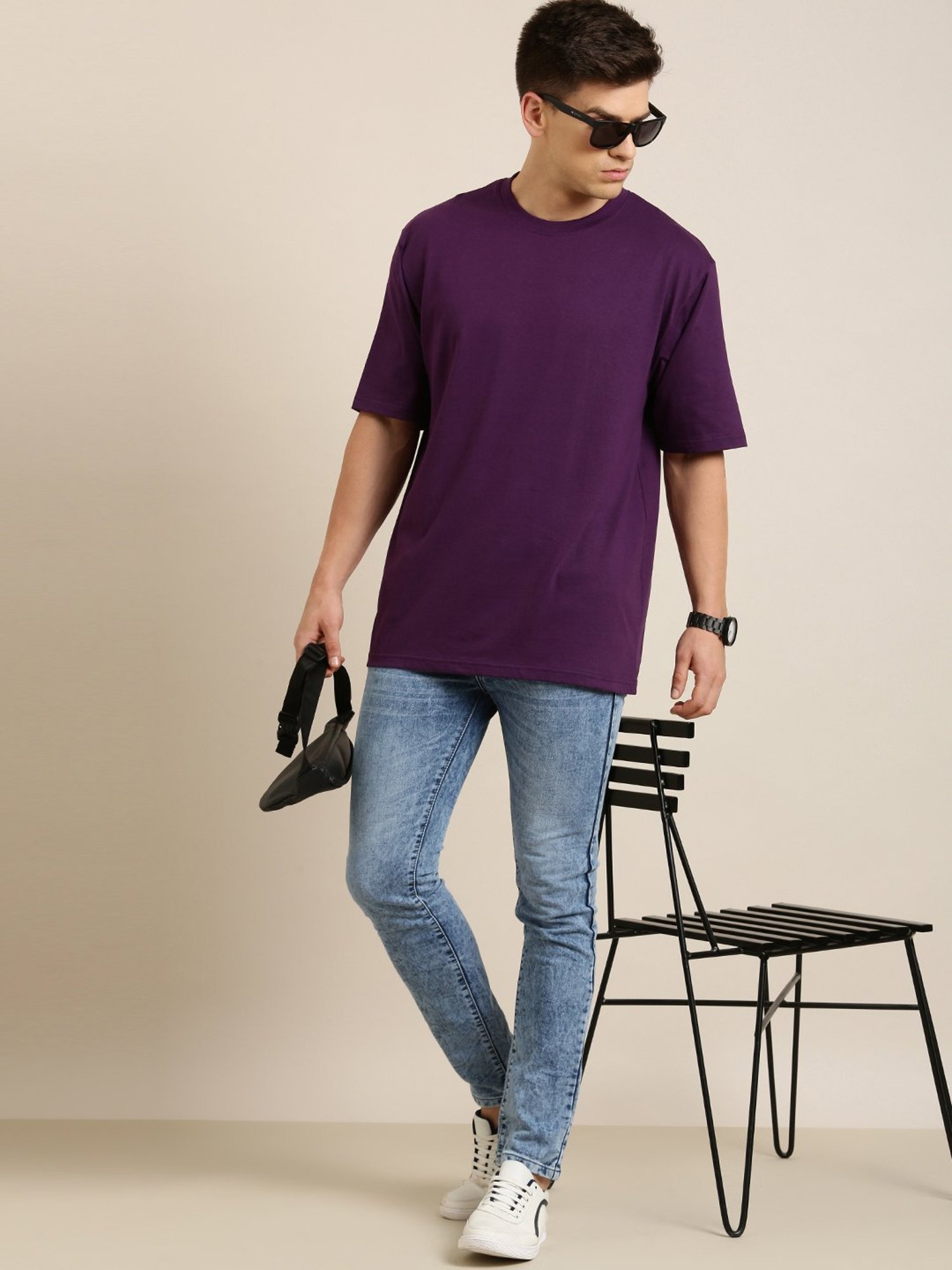 Difference of Opinion Purple Cotton Crew T-Shirt