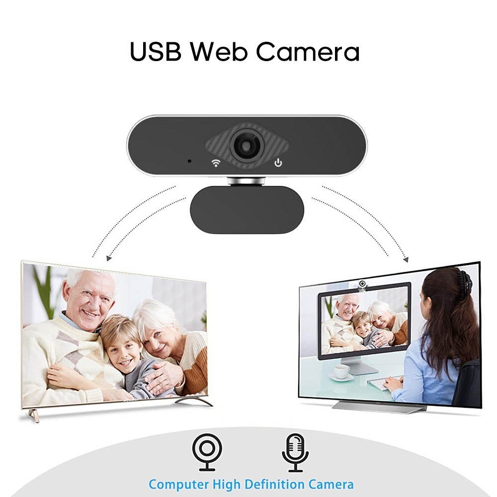 1080P Full High Definition Webcam Wide Angle Lens USB Web Camera with Built-in Microphone for Desktop PC