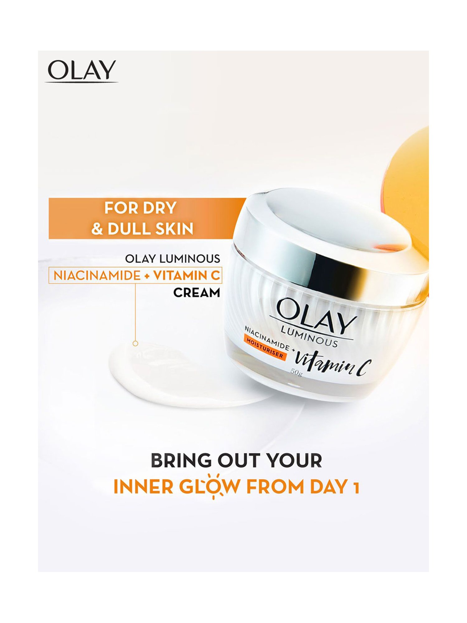 Olay Luminous Vitamin C Cream,with 99% pure Niacinamide - 50 gm