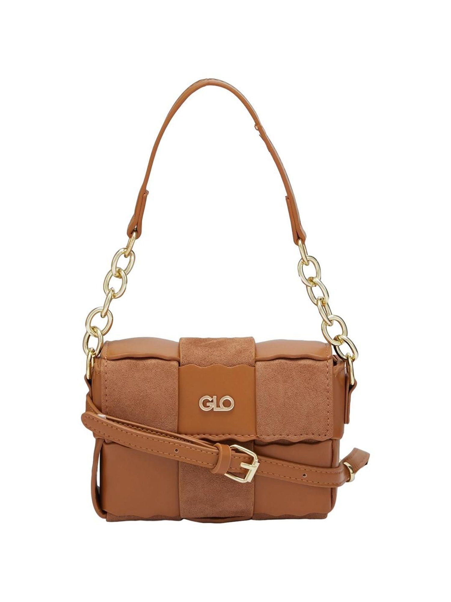 Globus Brown Textured Medium Handbag
